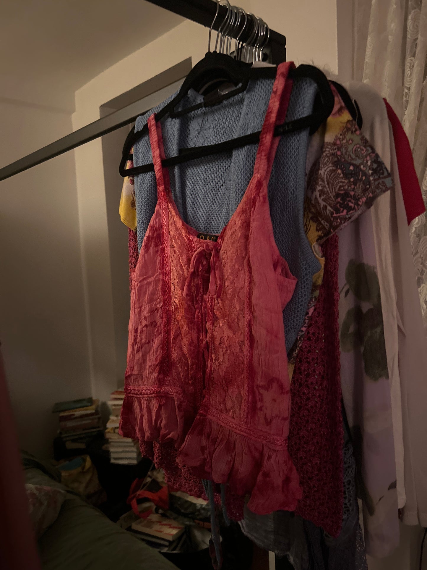 OPC pink dyed lace tank top