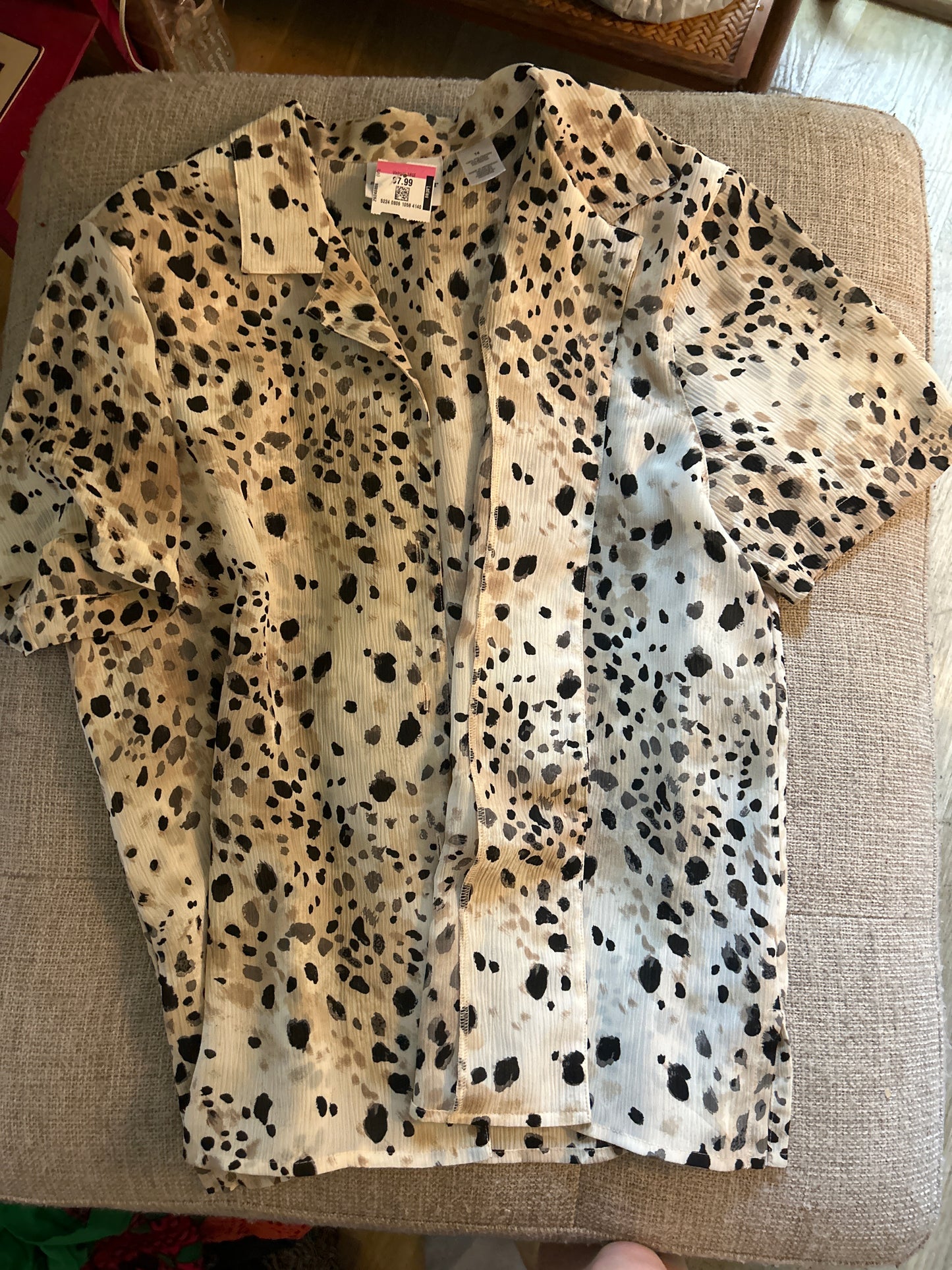 Ink stained sheer blouse