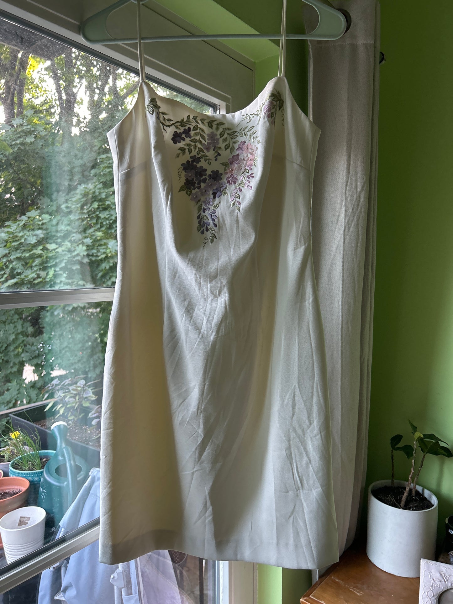 White dress with floral embroidery