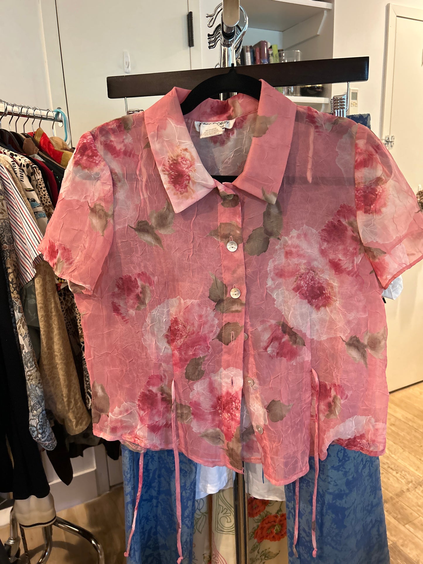 Pink sheer floral top