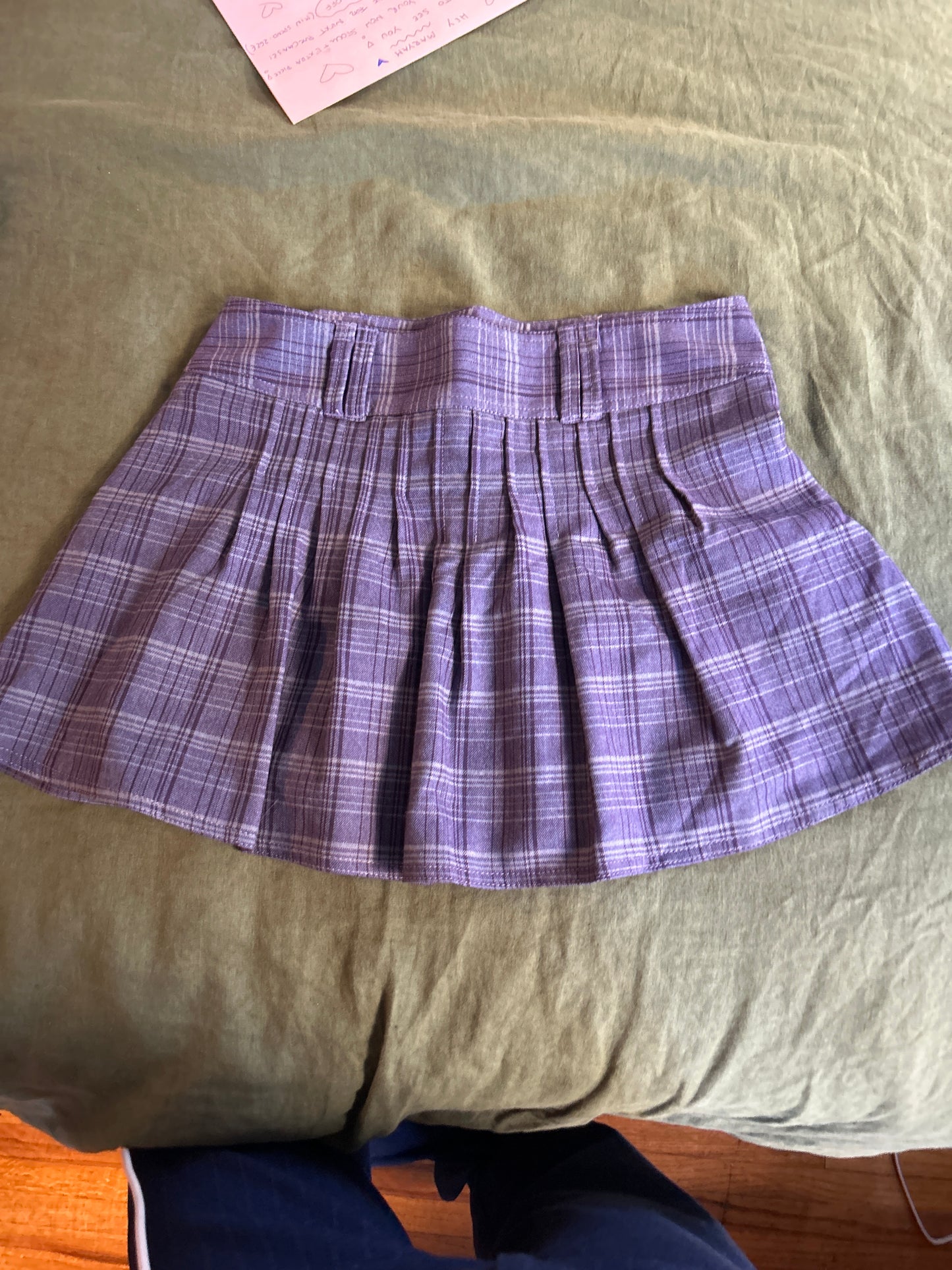 Purple plaid mini skirt