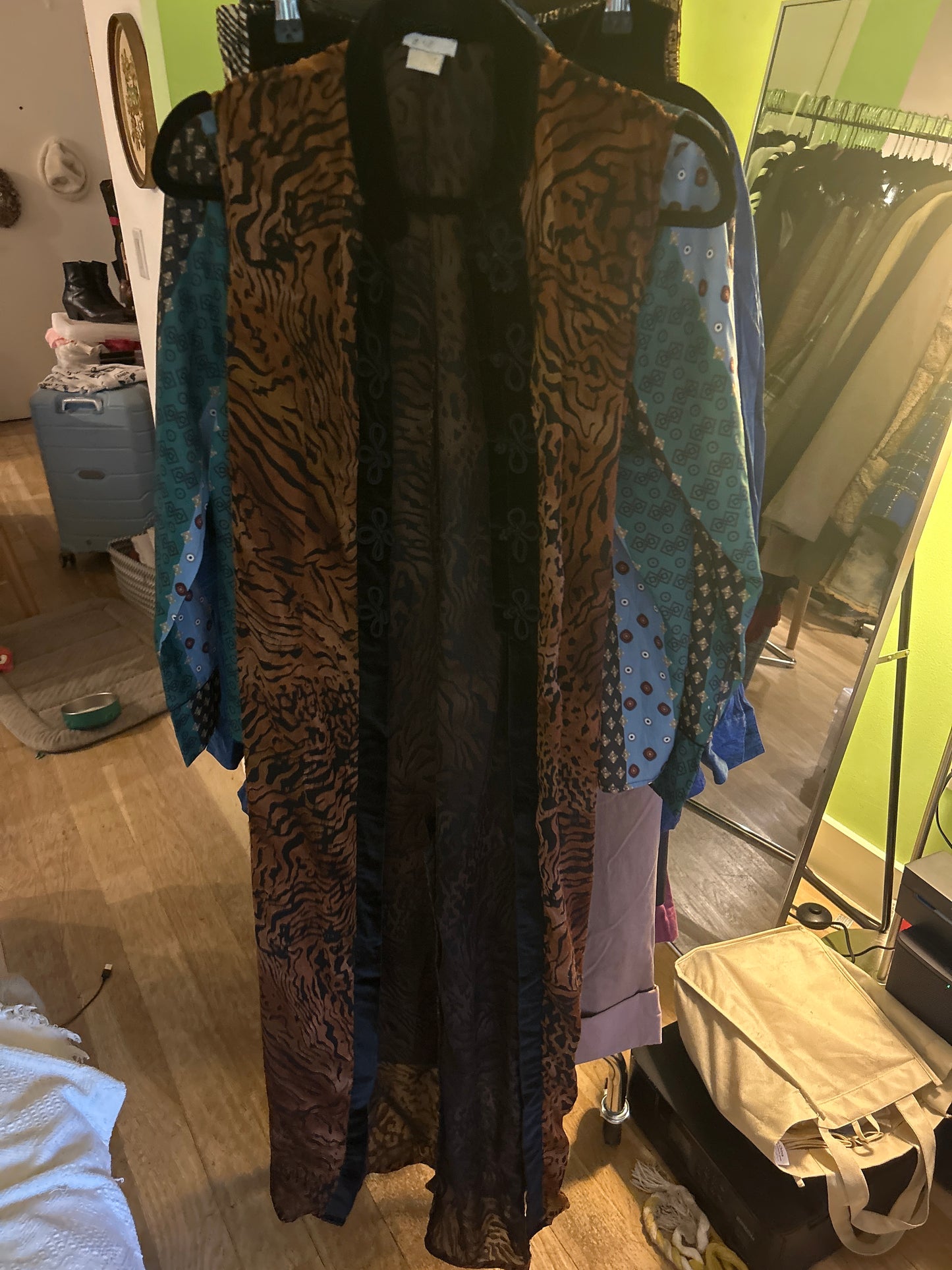 Tiger print sleeveless robe