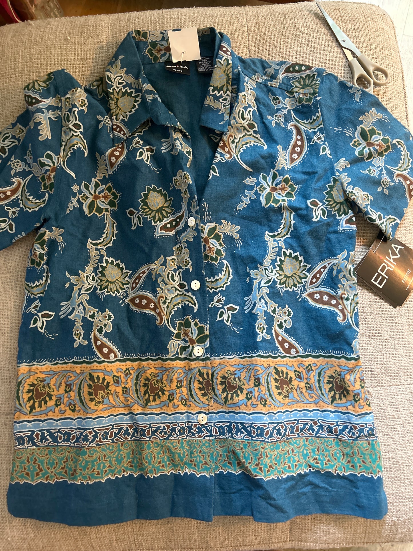 Blue linen printed shirt