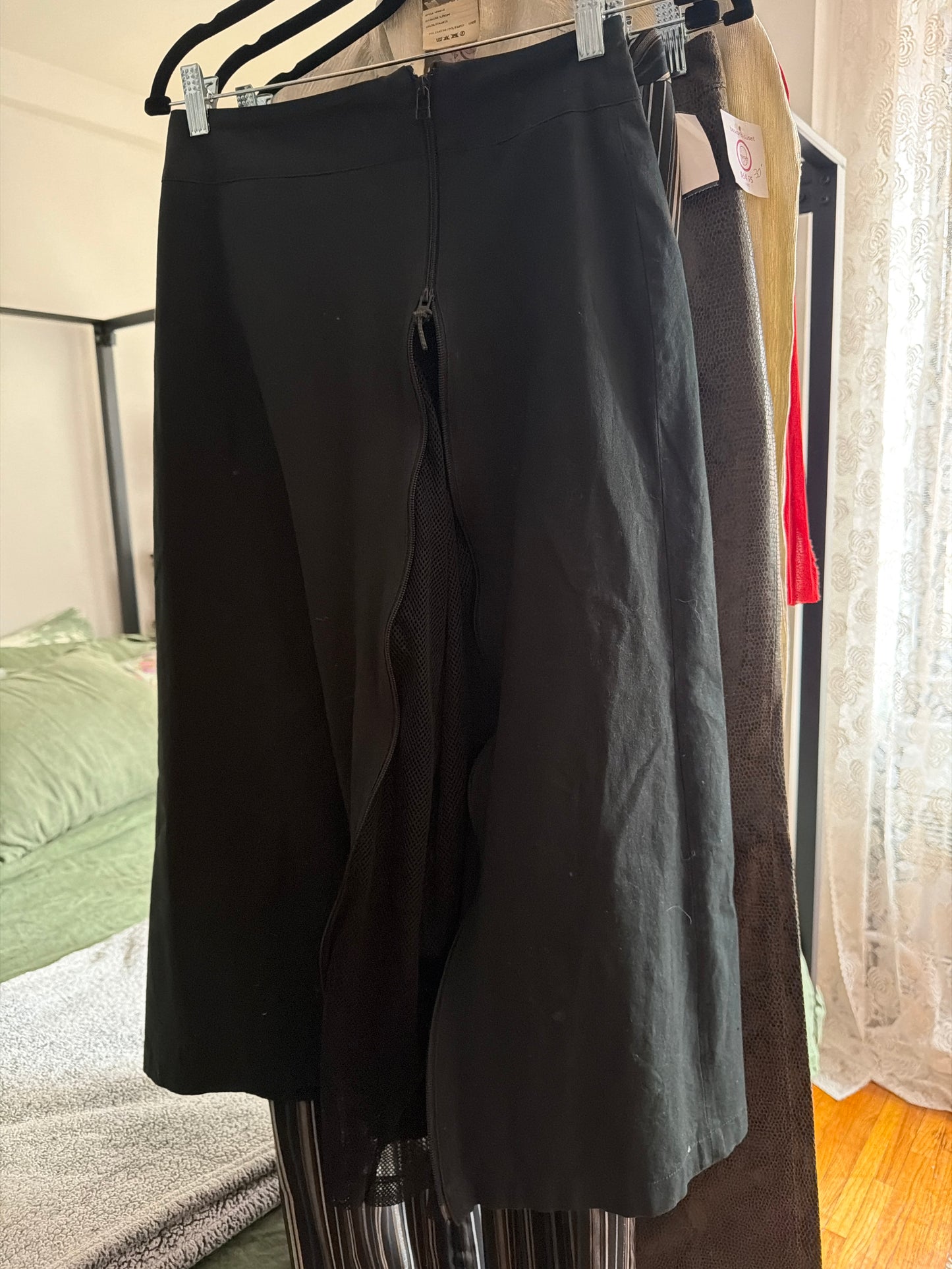 Issey Miyake dark green mesh zip skirt