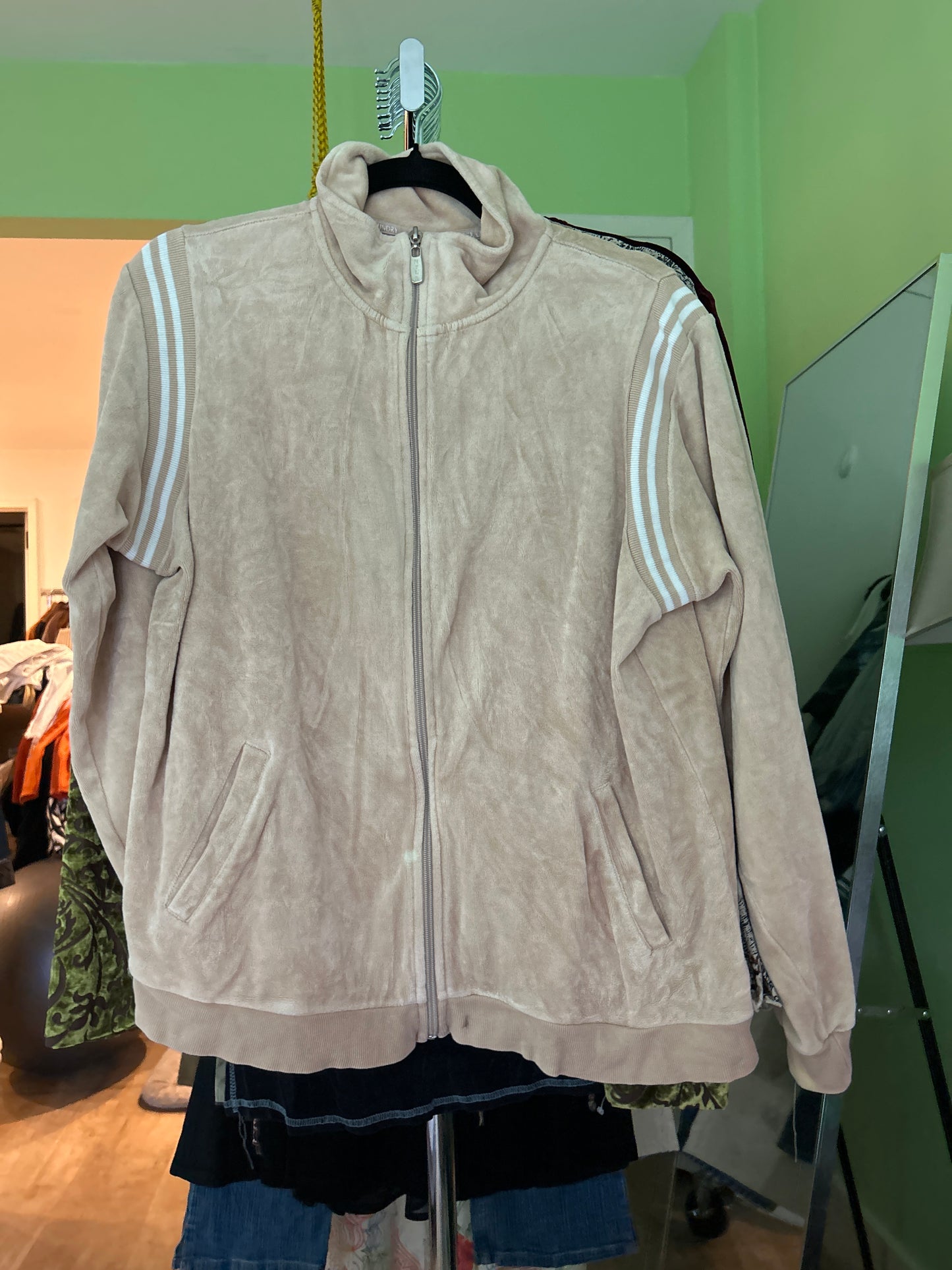 Tan velour zip up