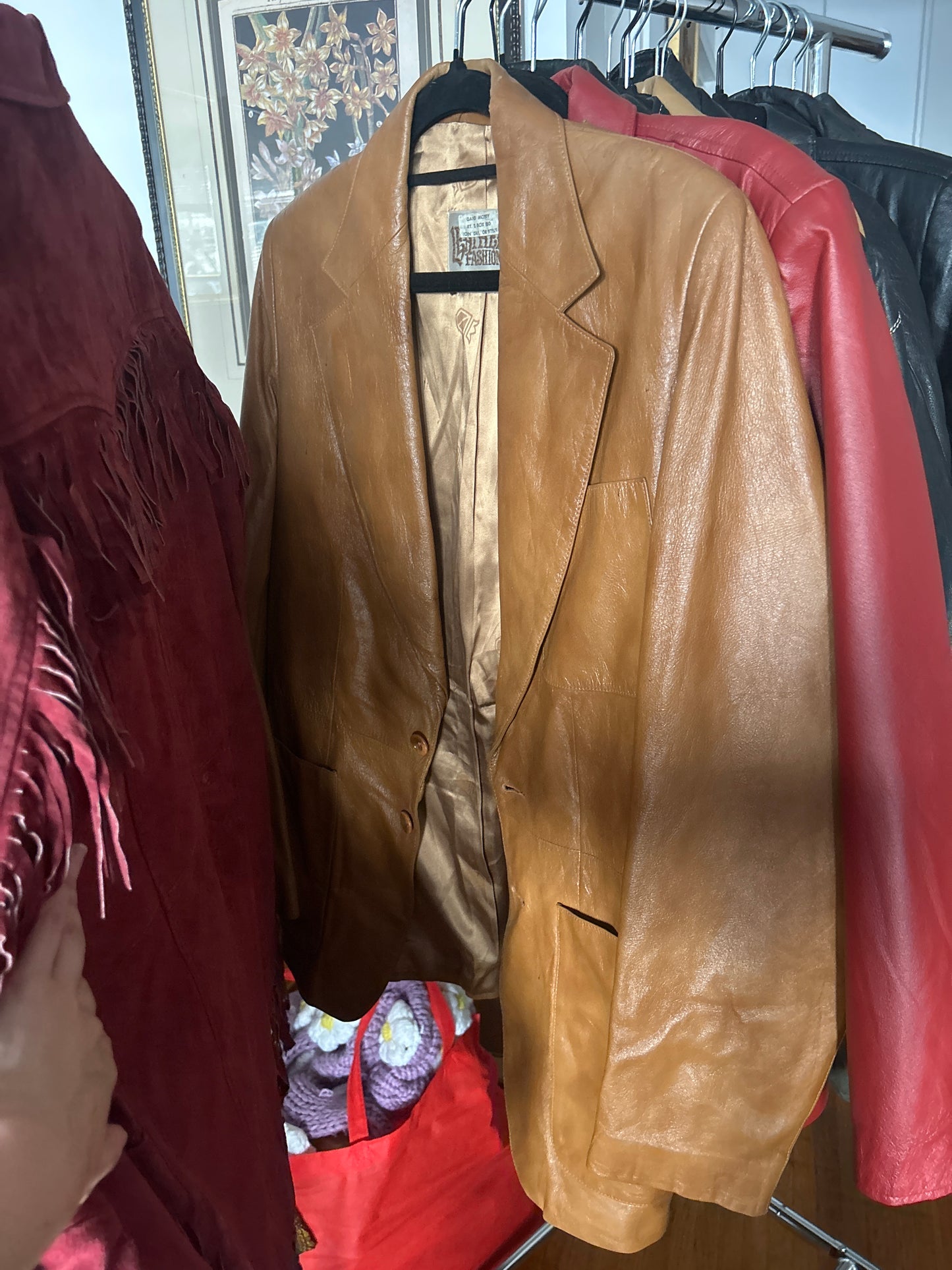 Leather fashions camel jacket