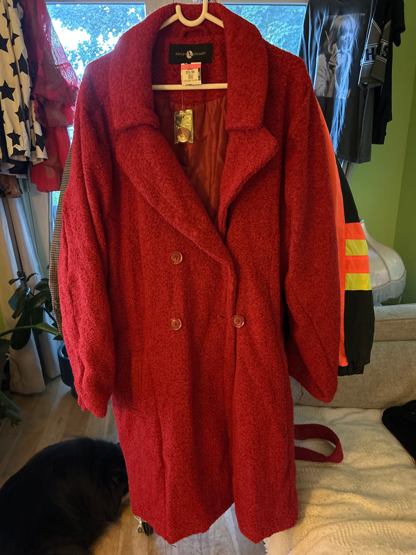Red full length overcoat