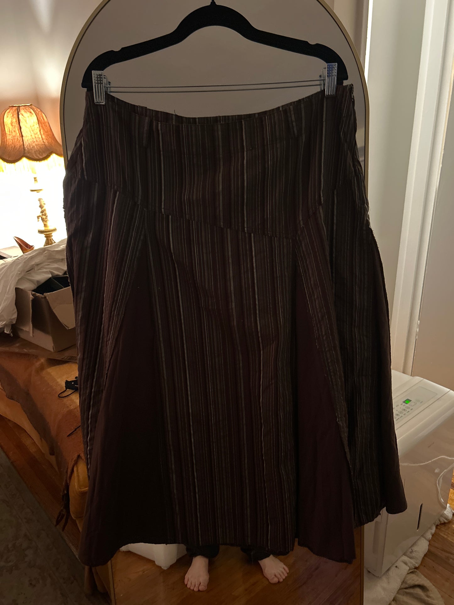 Brown/teal pinstripe brown skirt