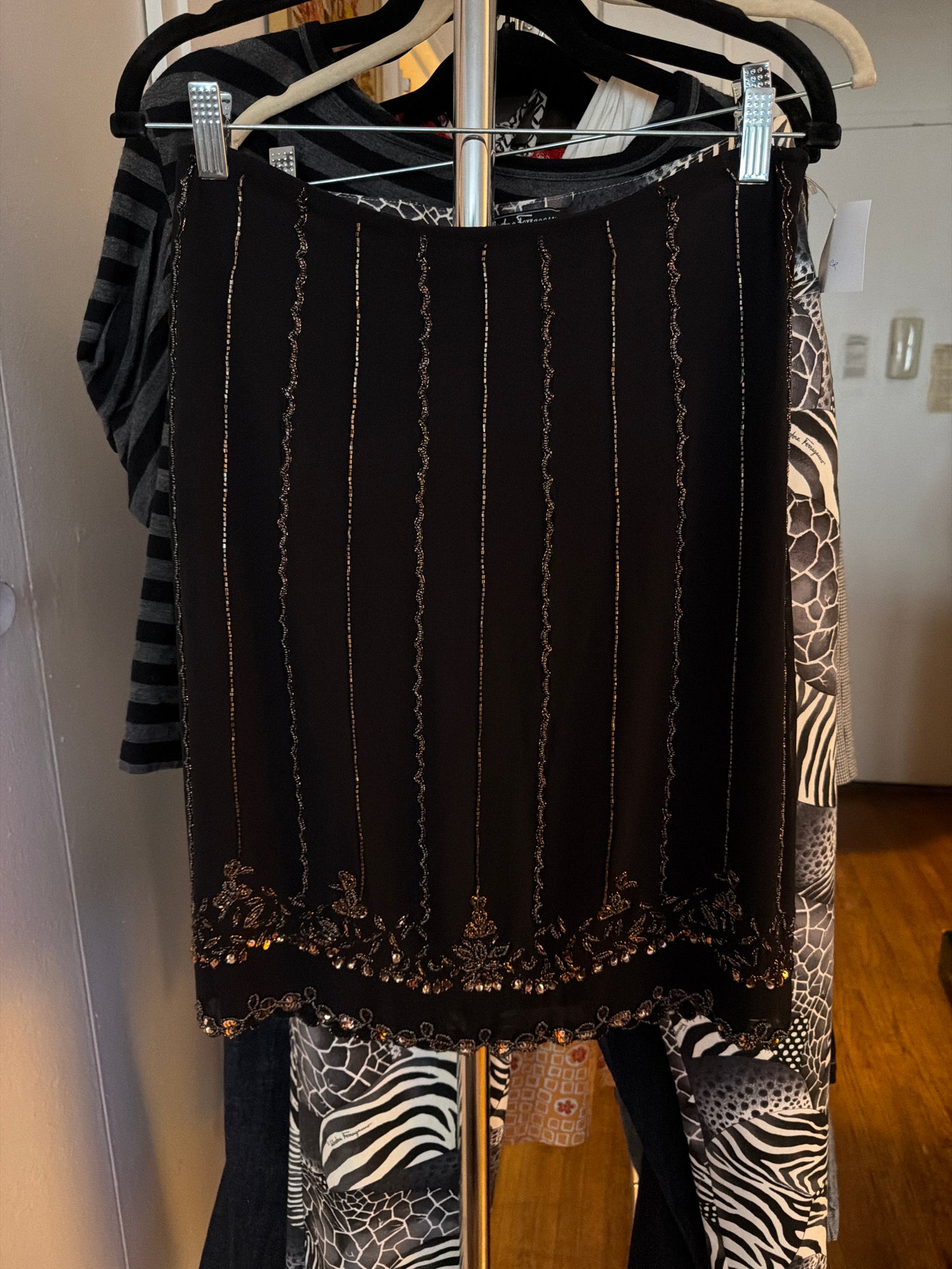 Betsey Johnson silk beaded skirt