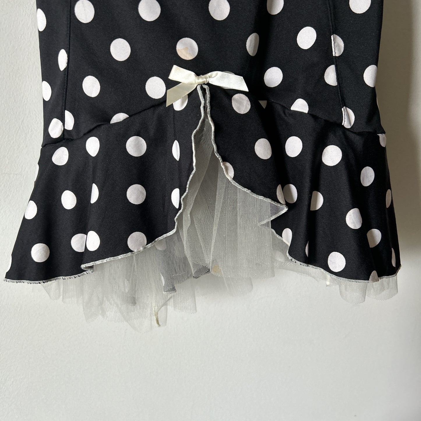 vintage Victoria's Secret black and white polka dot babydoll dress