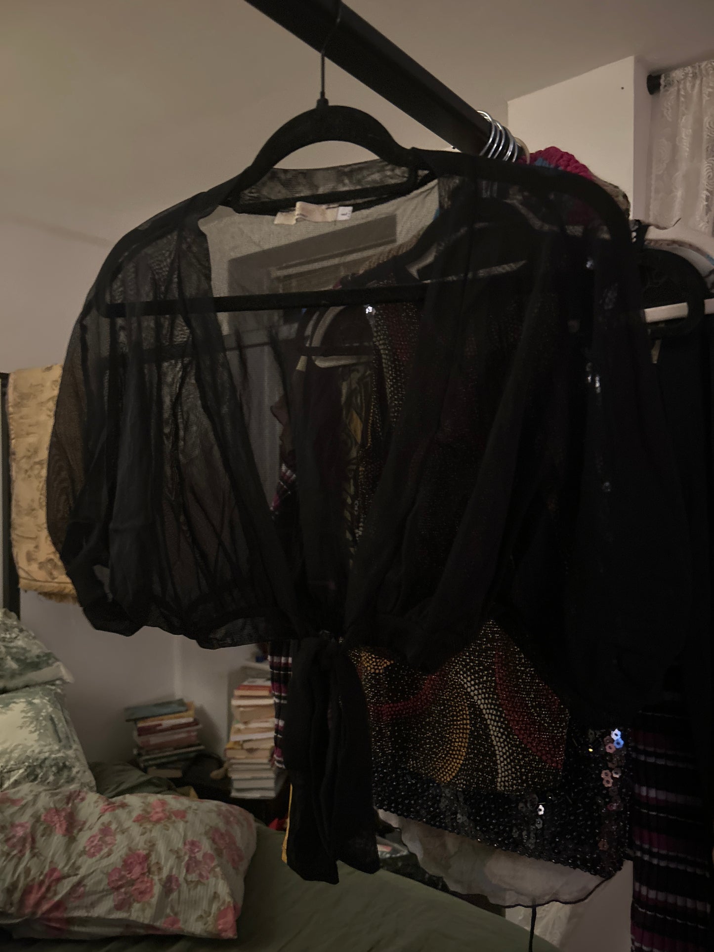 Short sleeve sheer wrap top