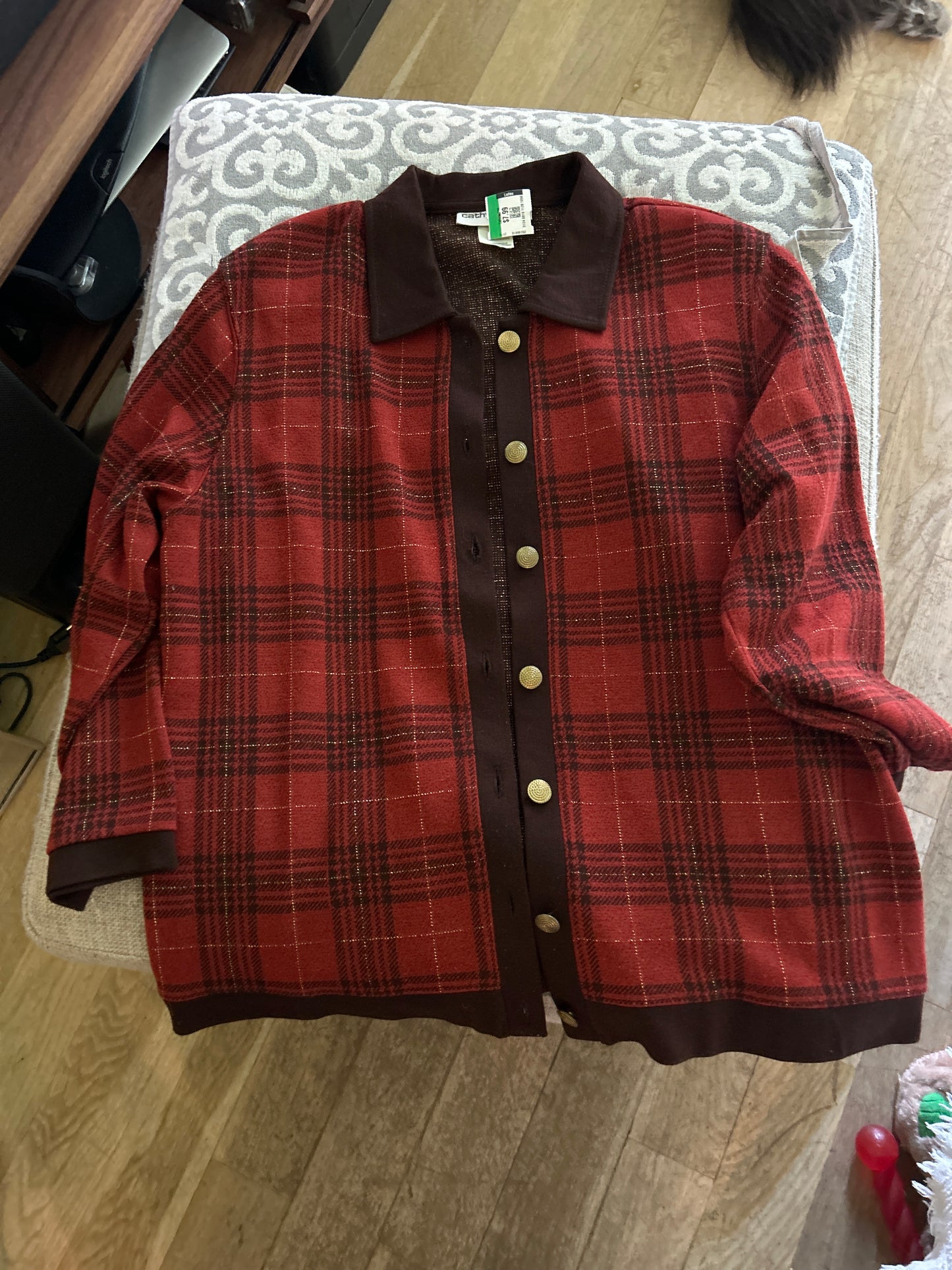Red plaid cardigan
