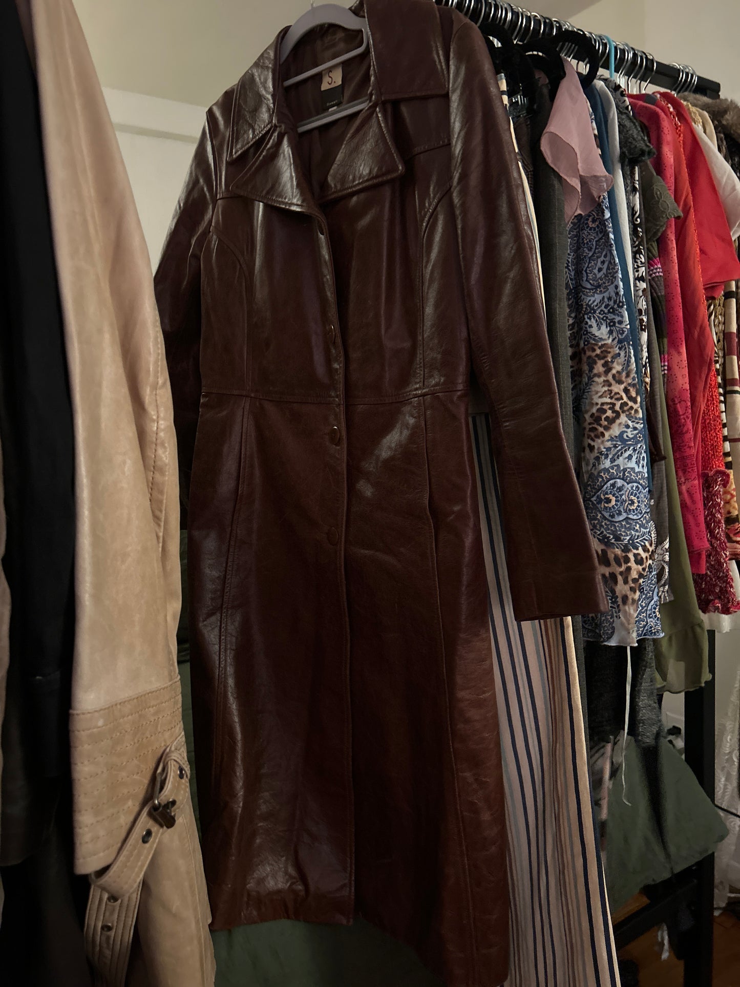 Stewart brown leather trench