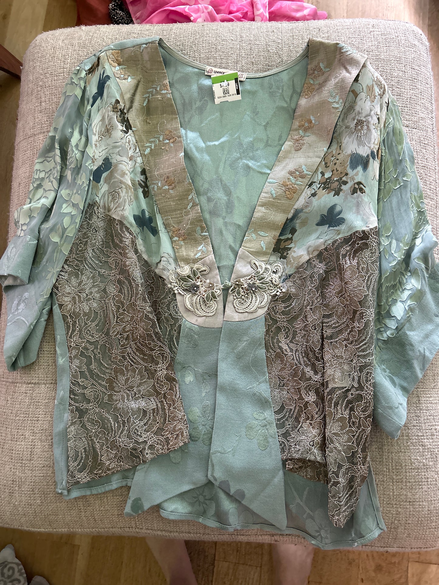 Spencer Alexis teal lace cover up