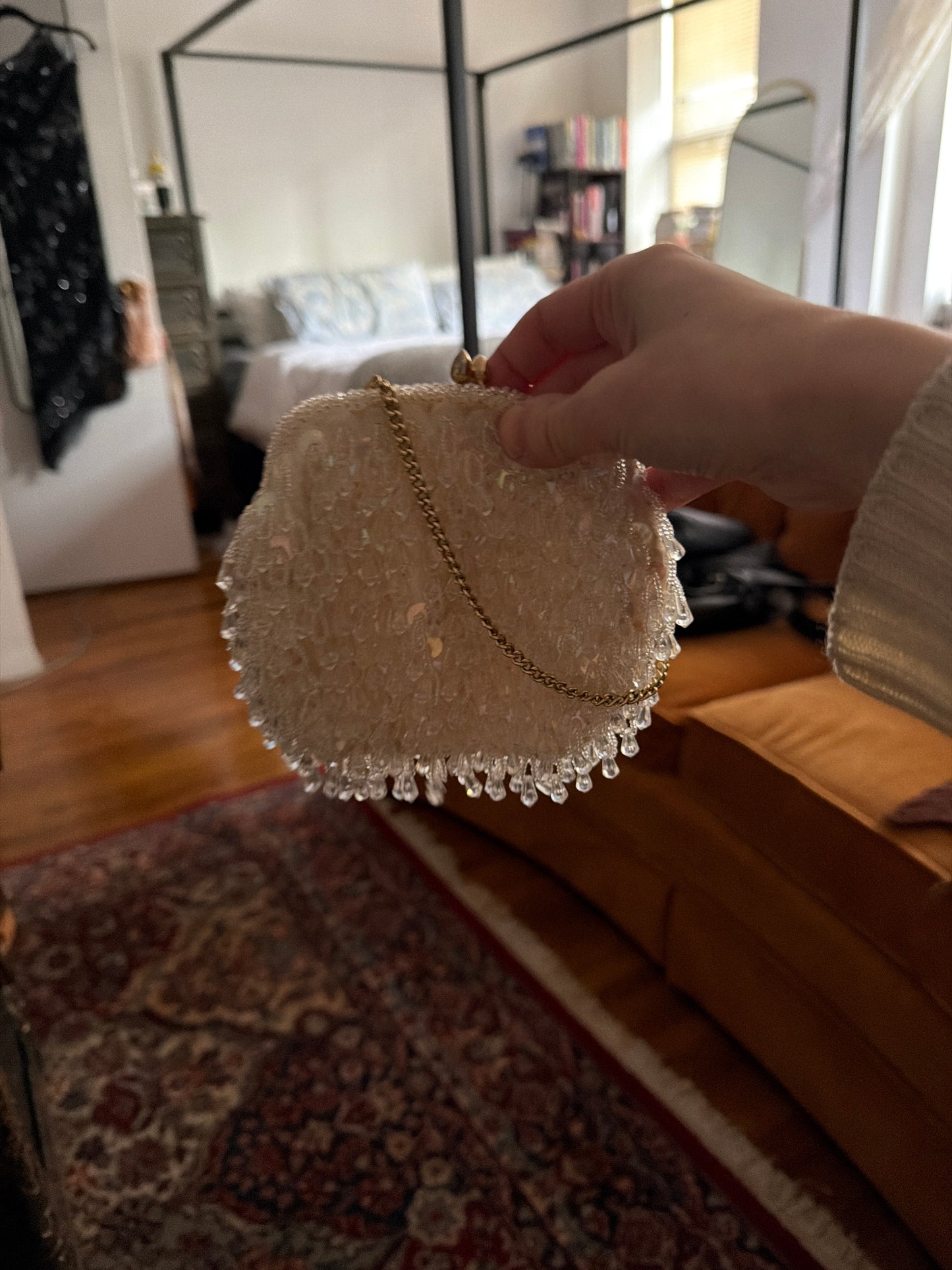 White beaded bag