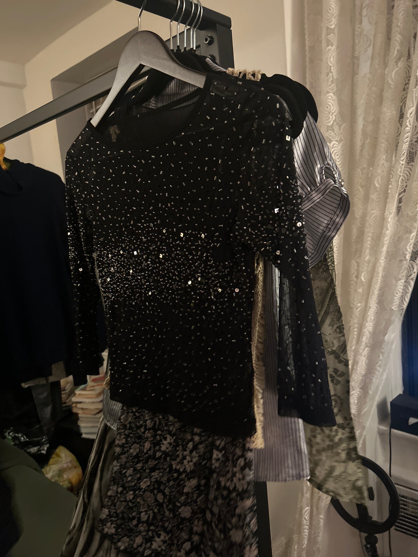 Sheer black beaded top