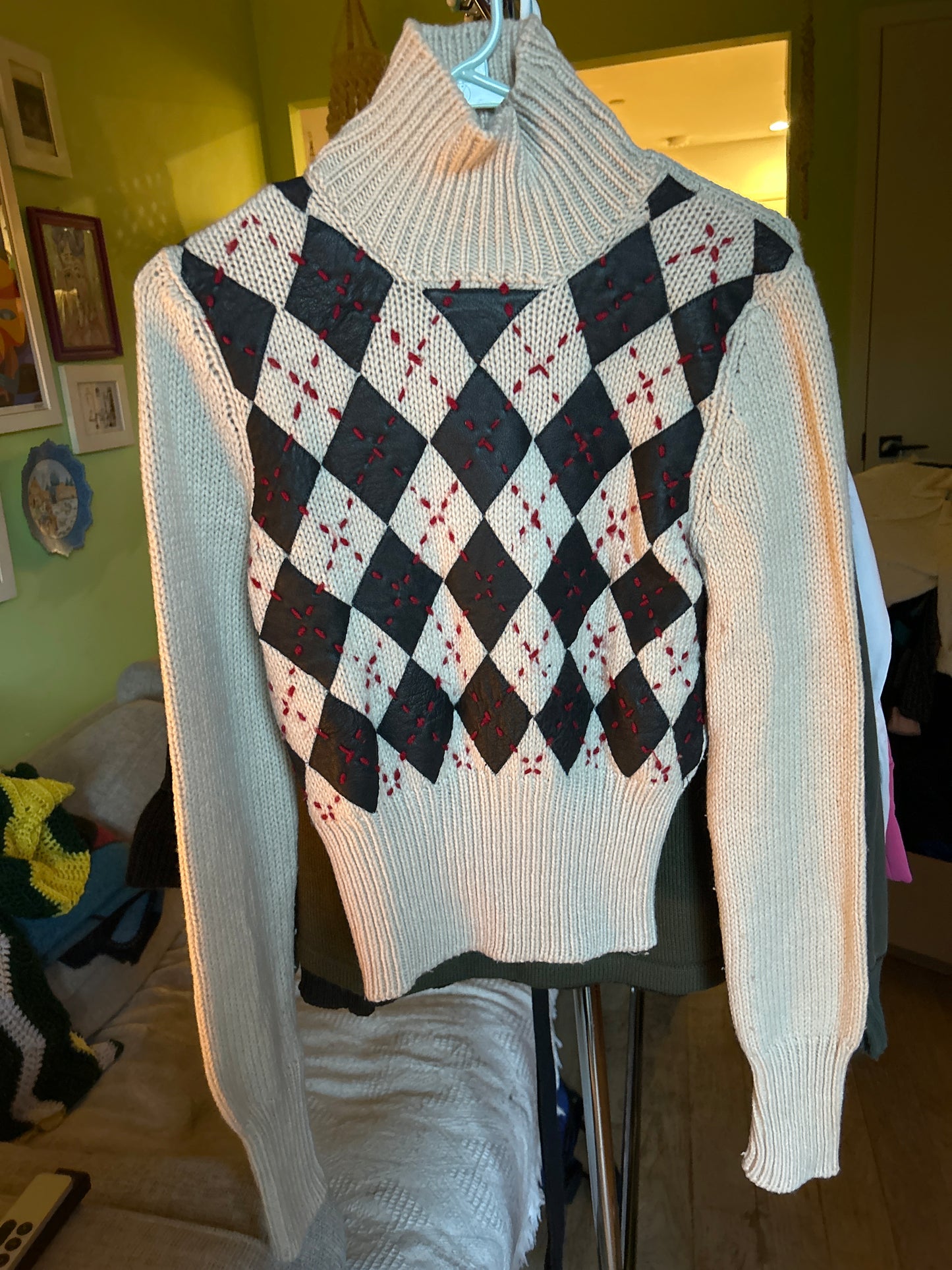 Argyle turtleneck sweater