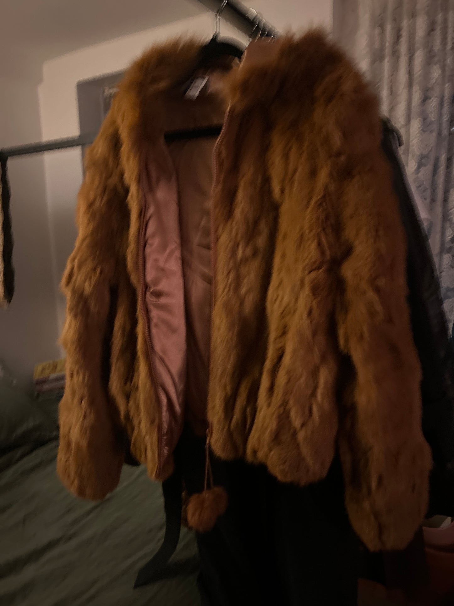 Amber rabbit fur coat