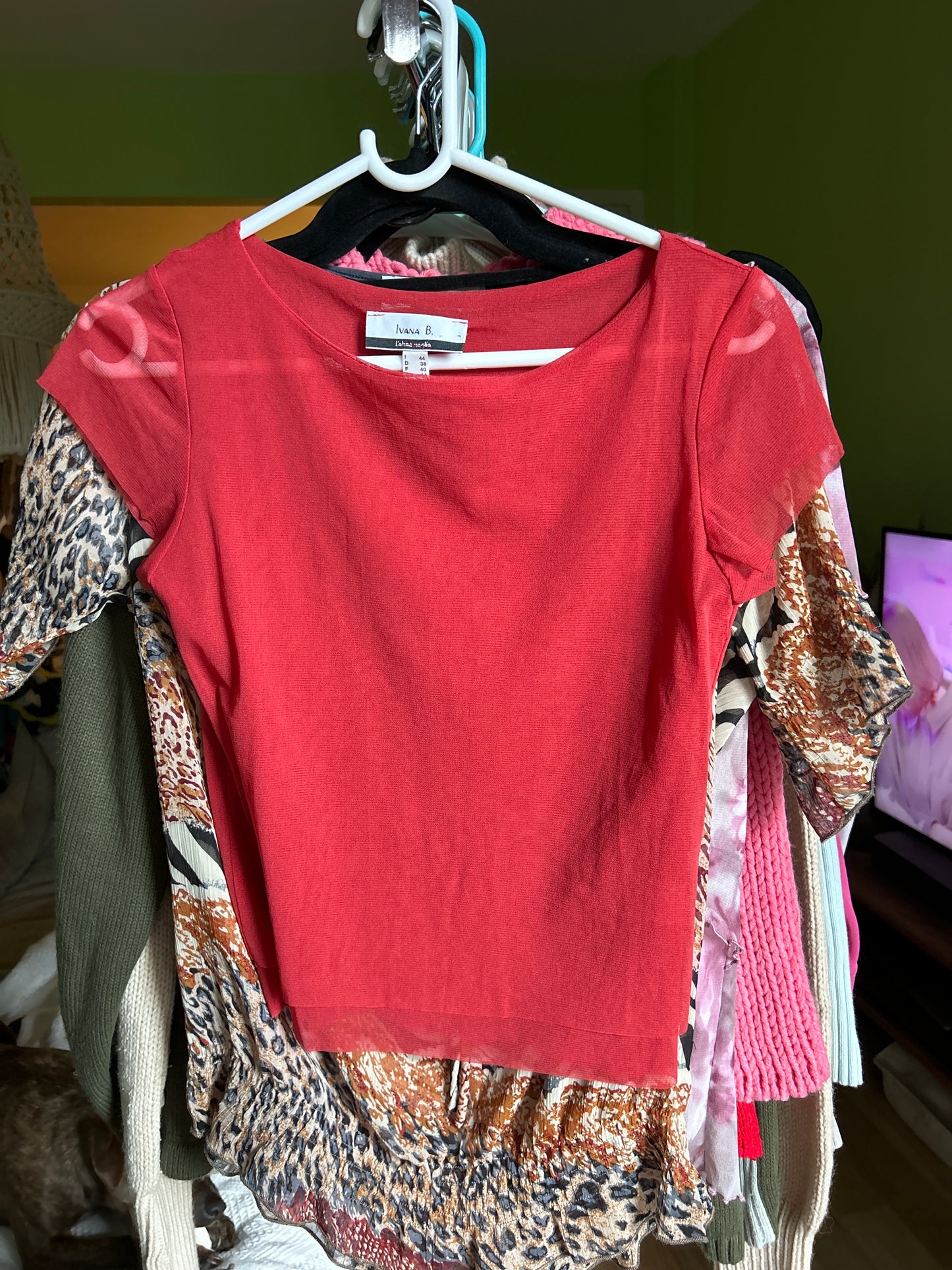 Red mesh top