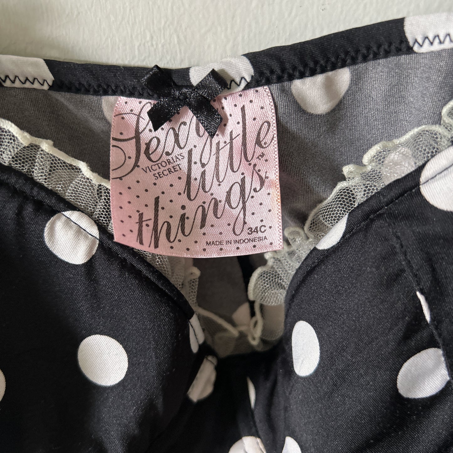 vintage Victoria's Secret black and white polka dot babydoll dress