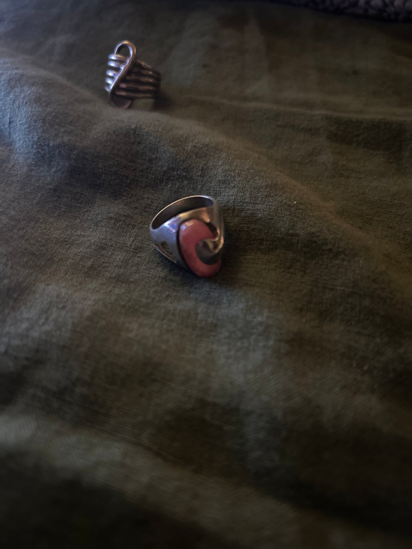 Sterling silver rhodochrosite ring