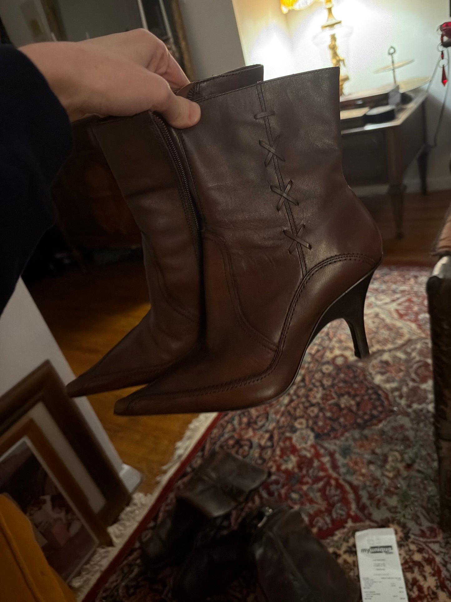 Brown point toe boot sz 9