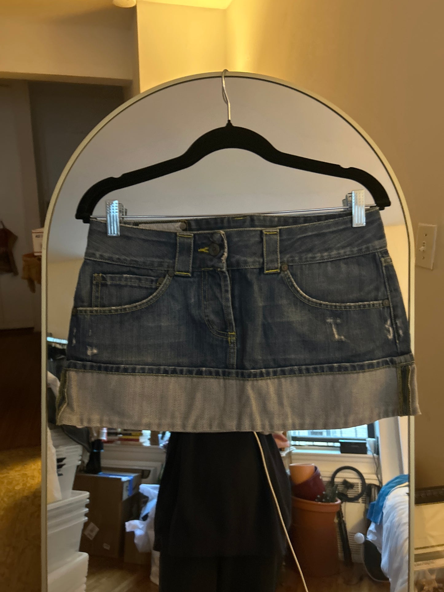 The Standard folded denim mini skirt