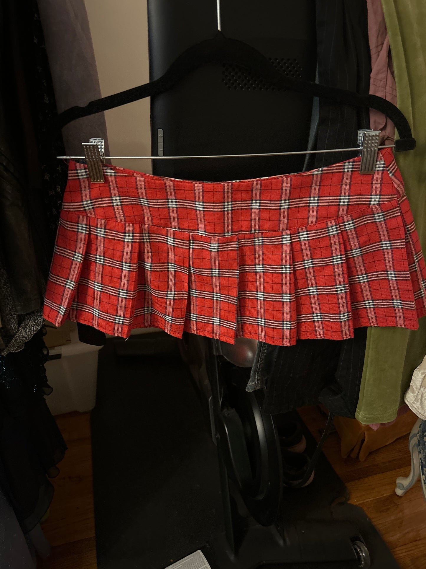 Red plaid micro mini skirt 01503X