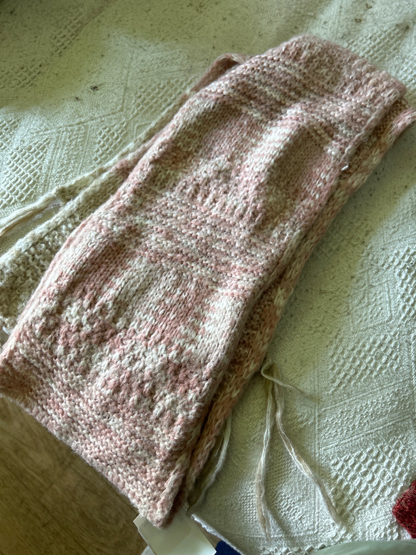 Pink knit scarf