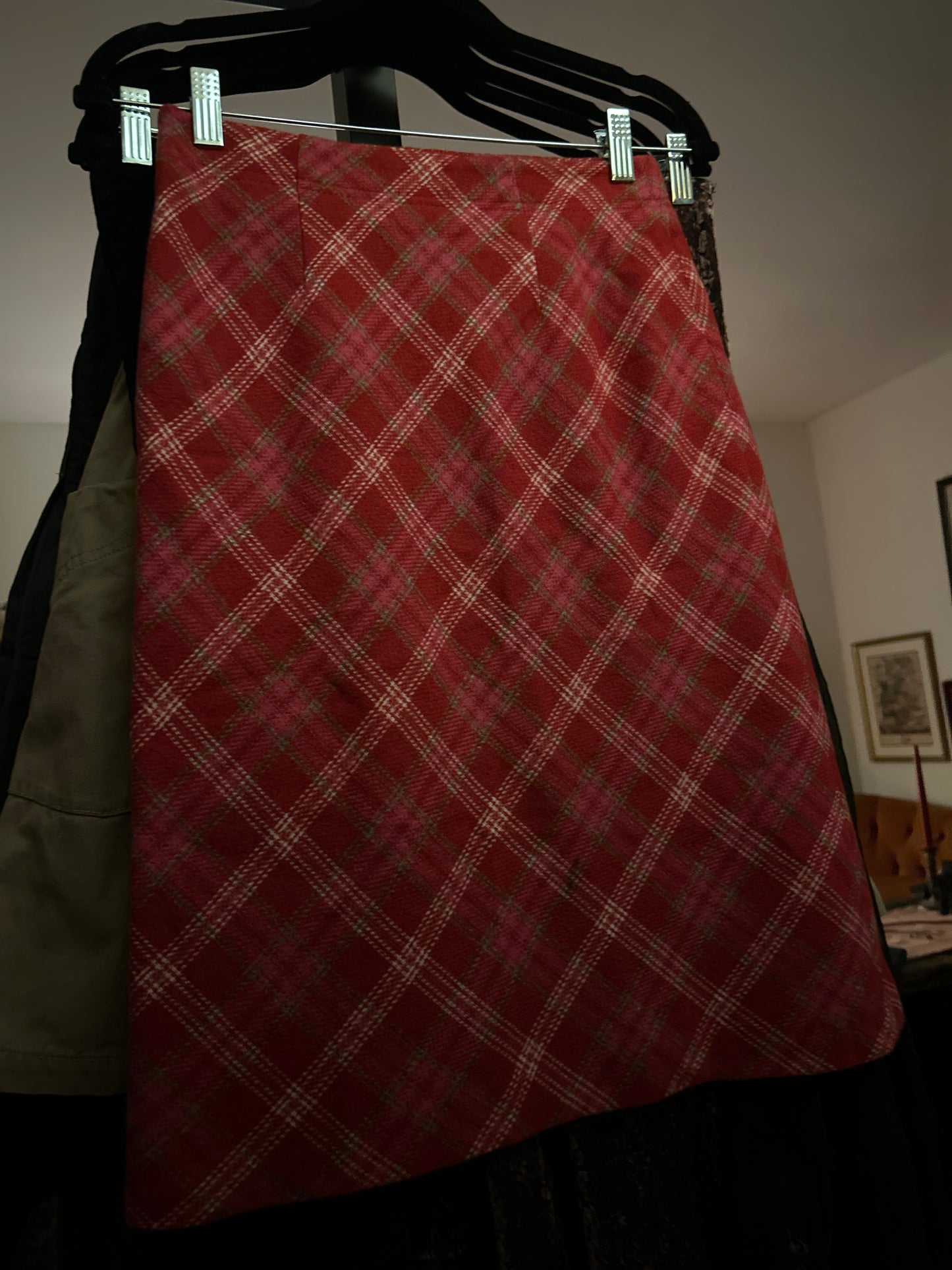 Red plaid skirt