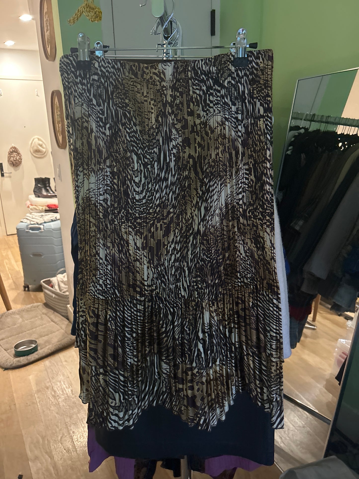 Golden brown pleated skirt