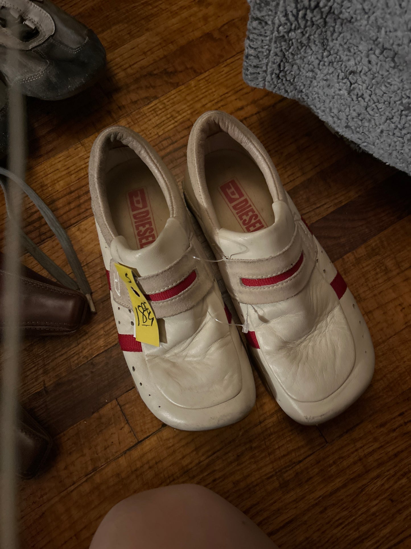 White and red diesel sneakers