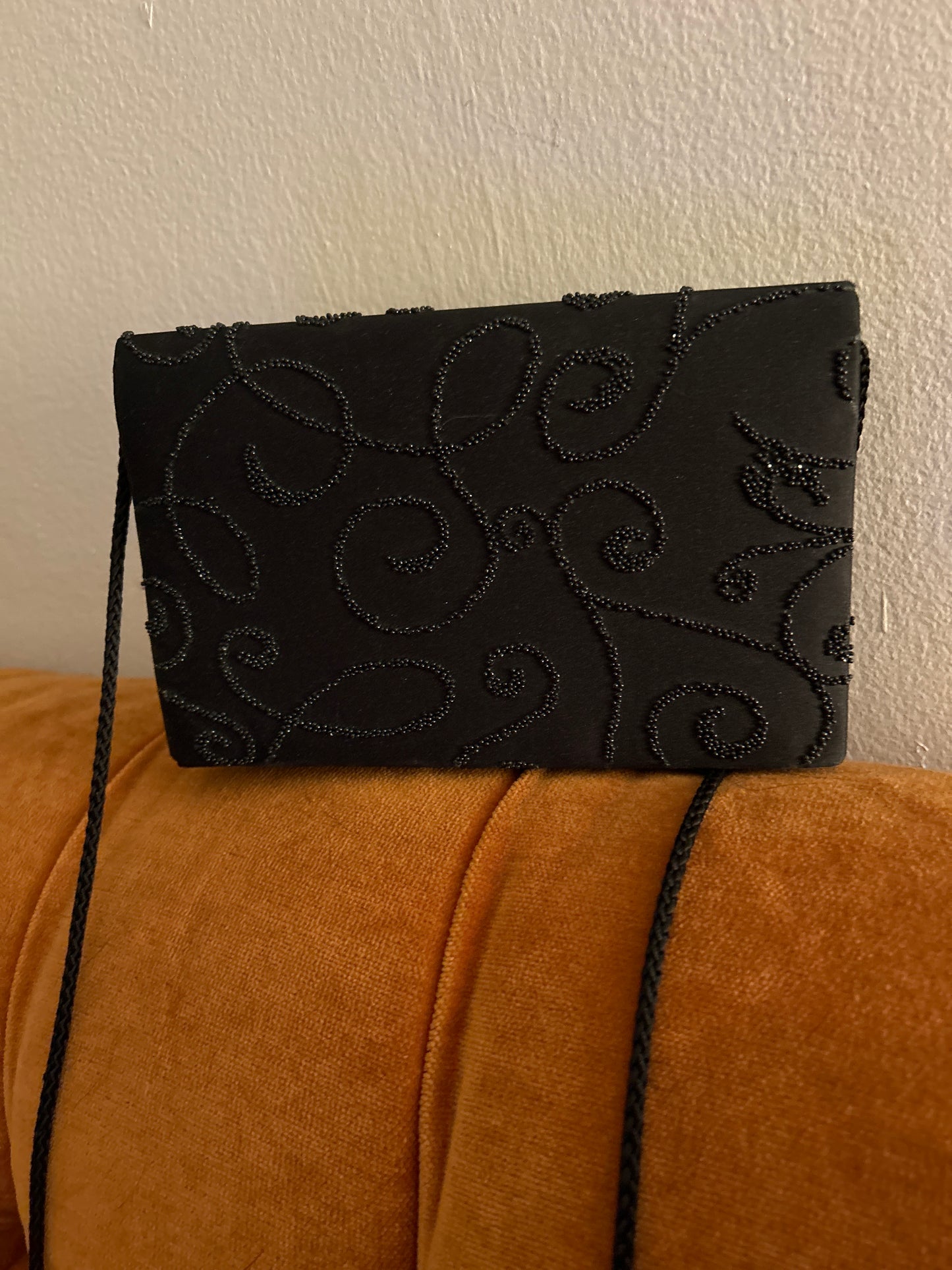 Vintage black beaded evening bag