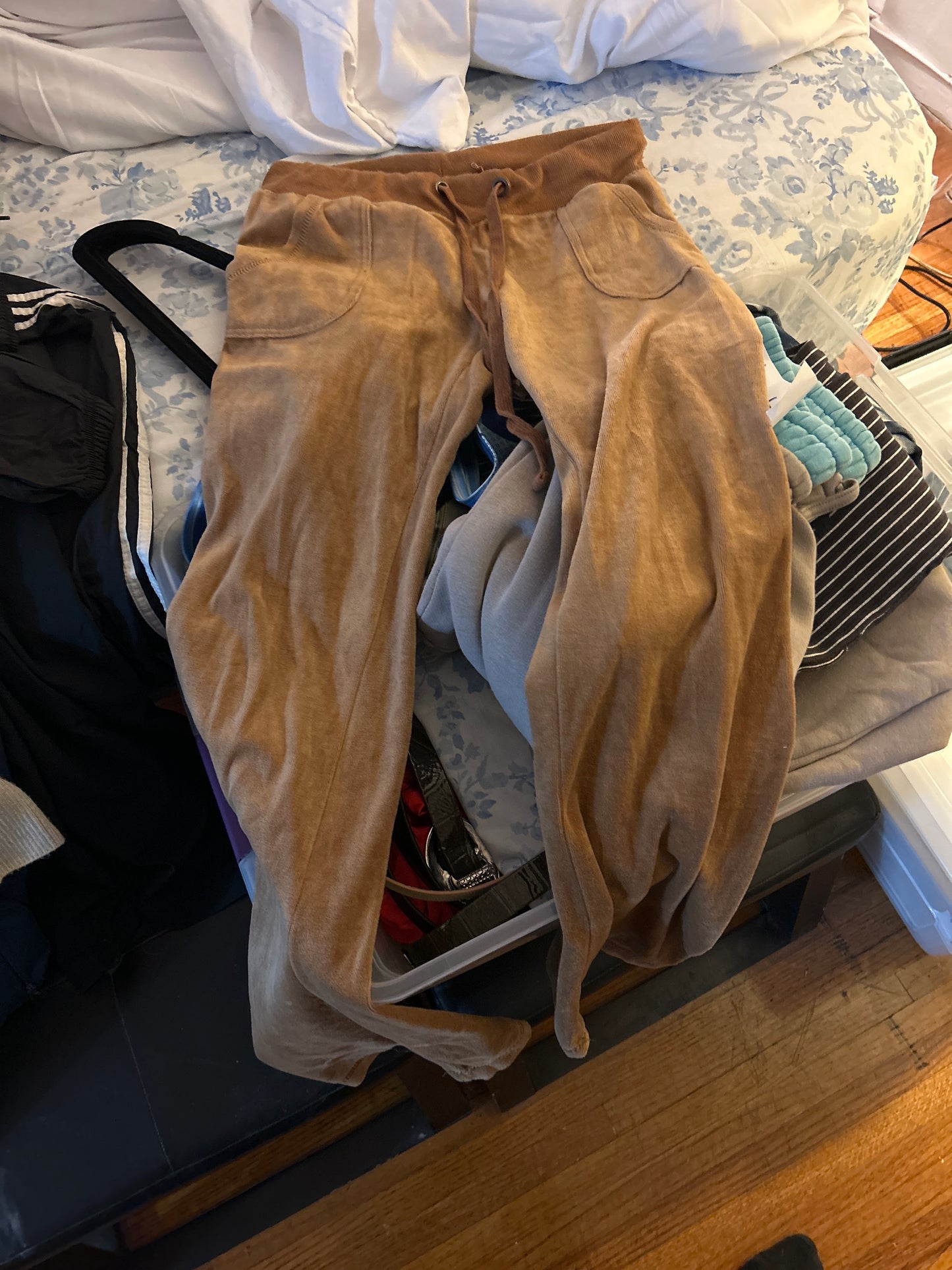 Tan velour sweatpants