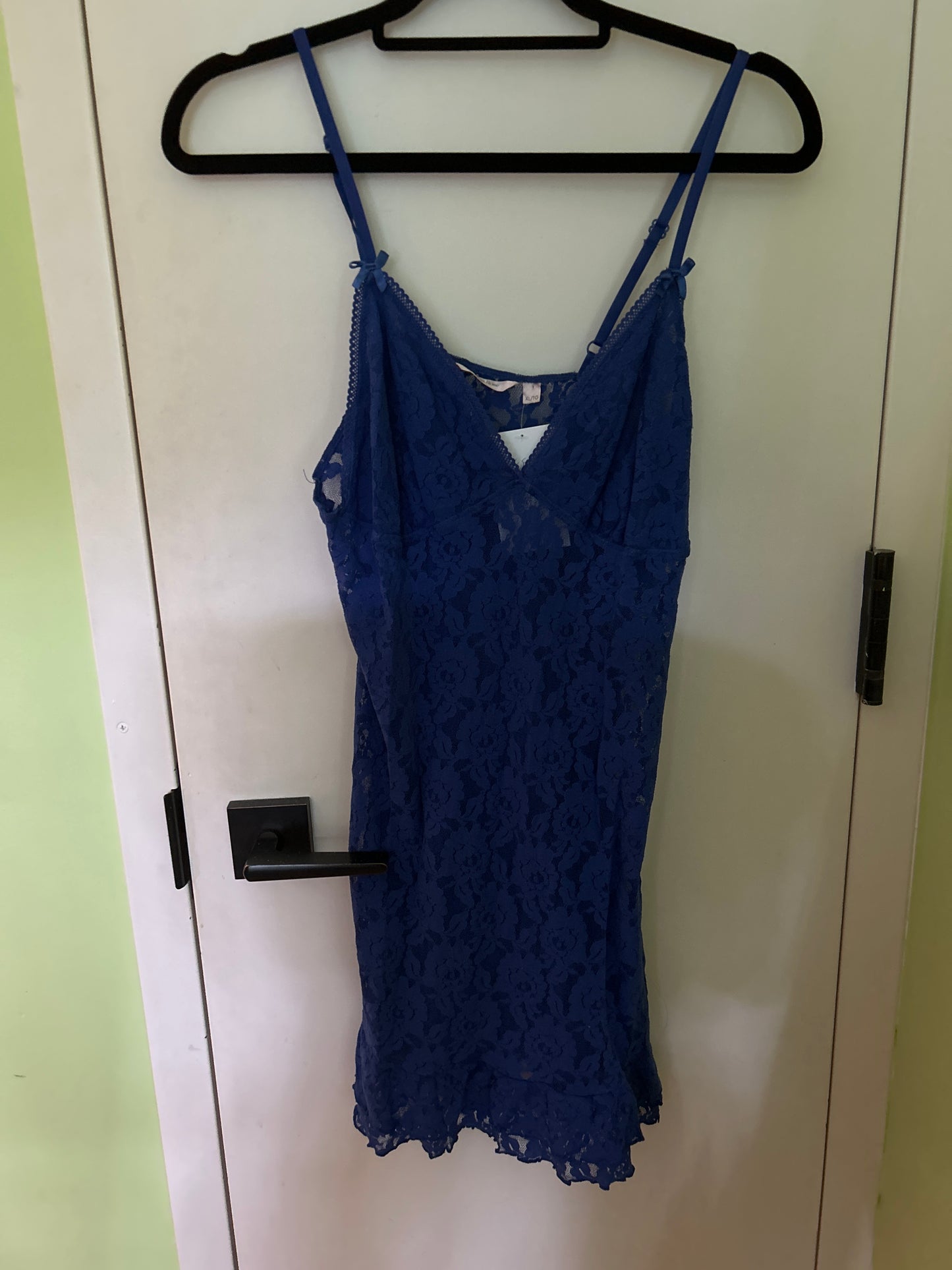 Royal blue lace slip dress