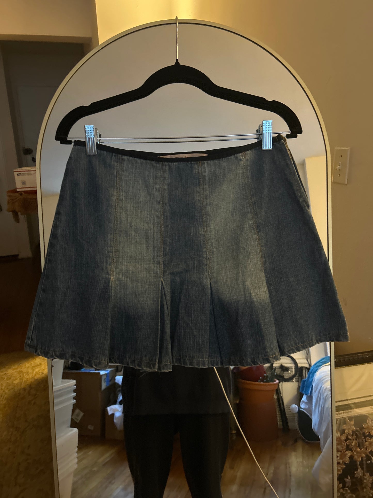 Oxyho jeans pleated denim mini skirt 01508I