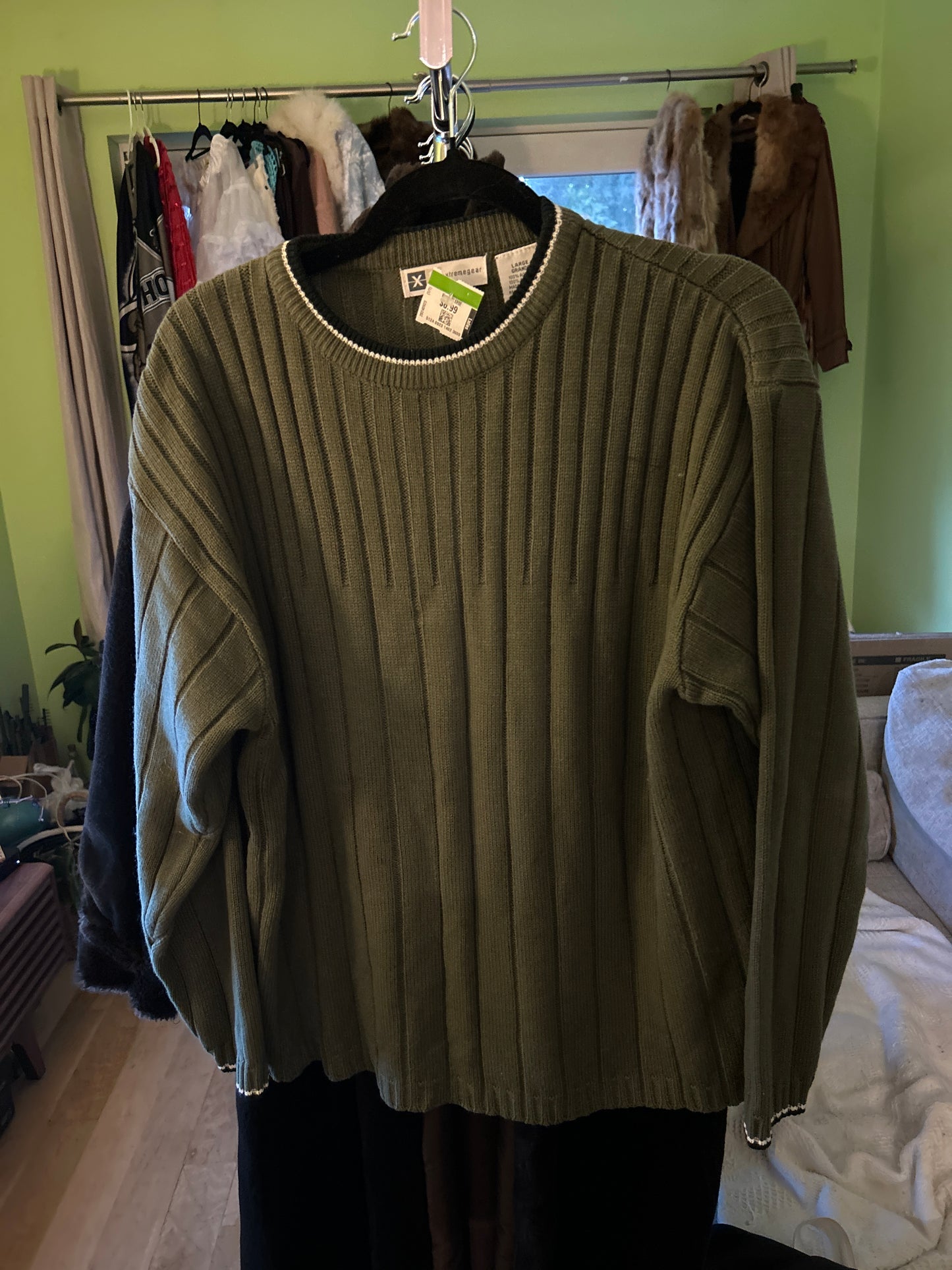 Olive green crewneck sweater