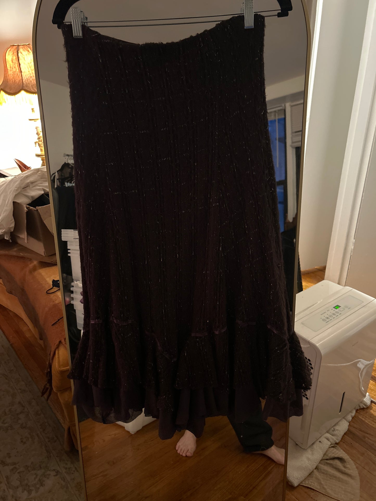 Purple flutter hem maxi skirt