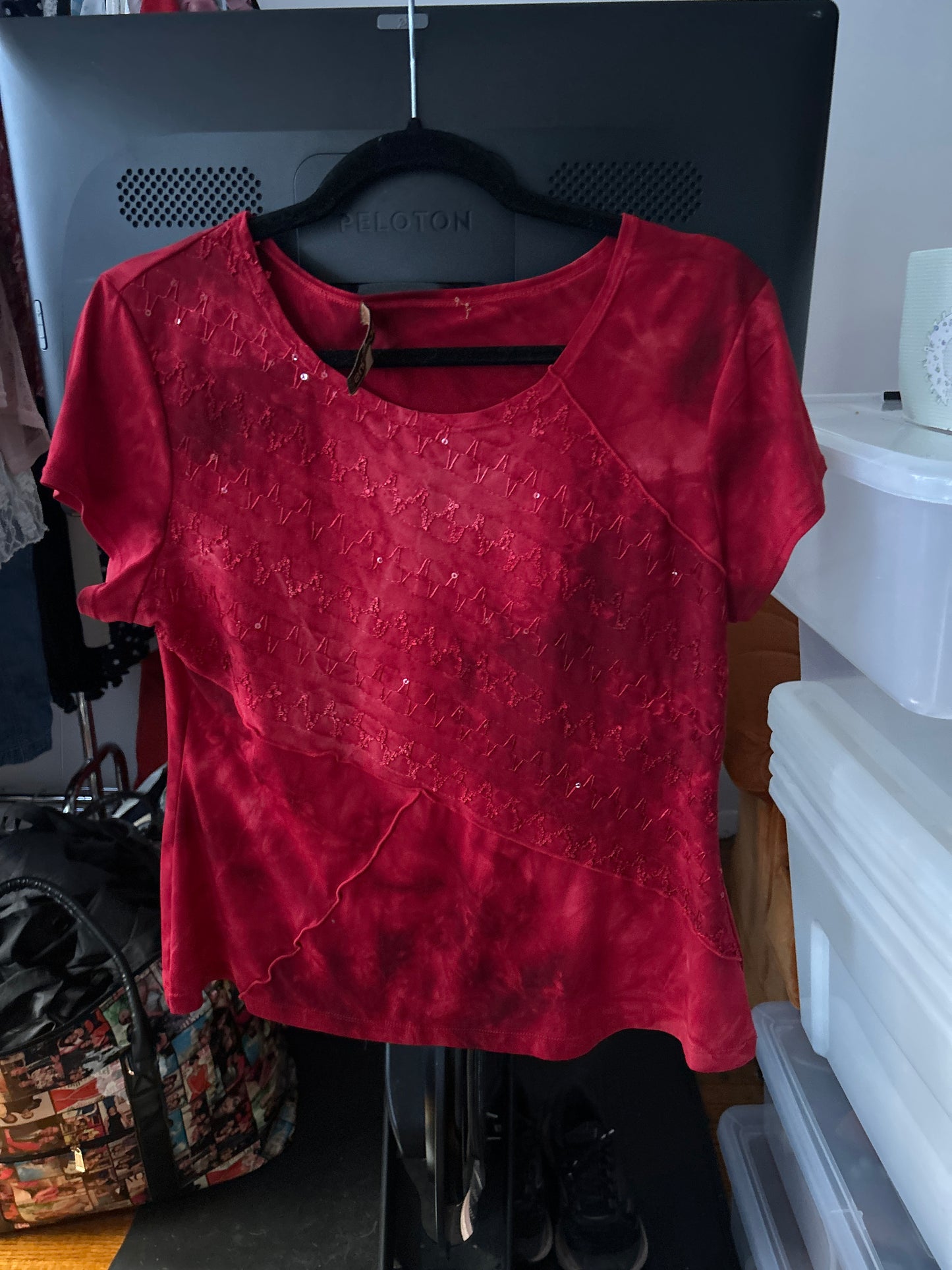 Red tie dye top