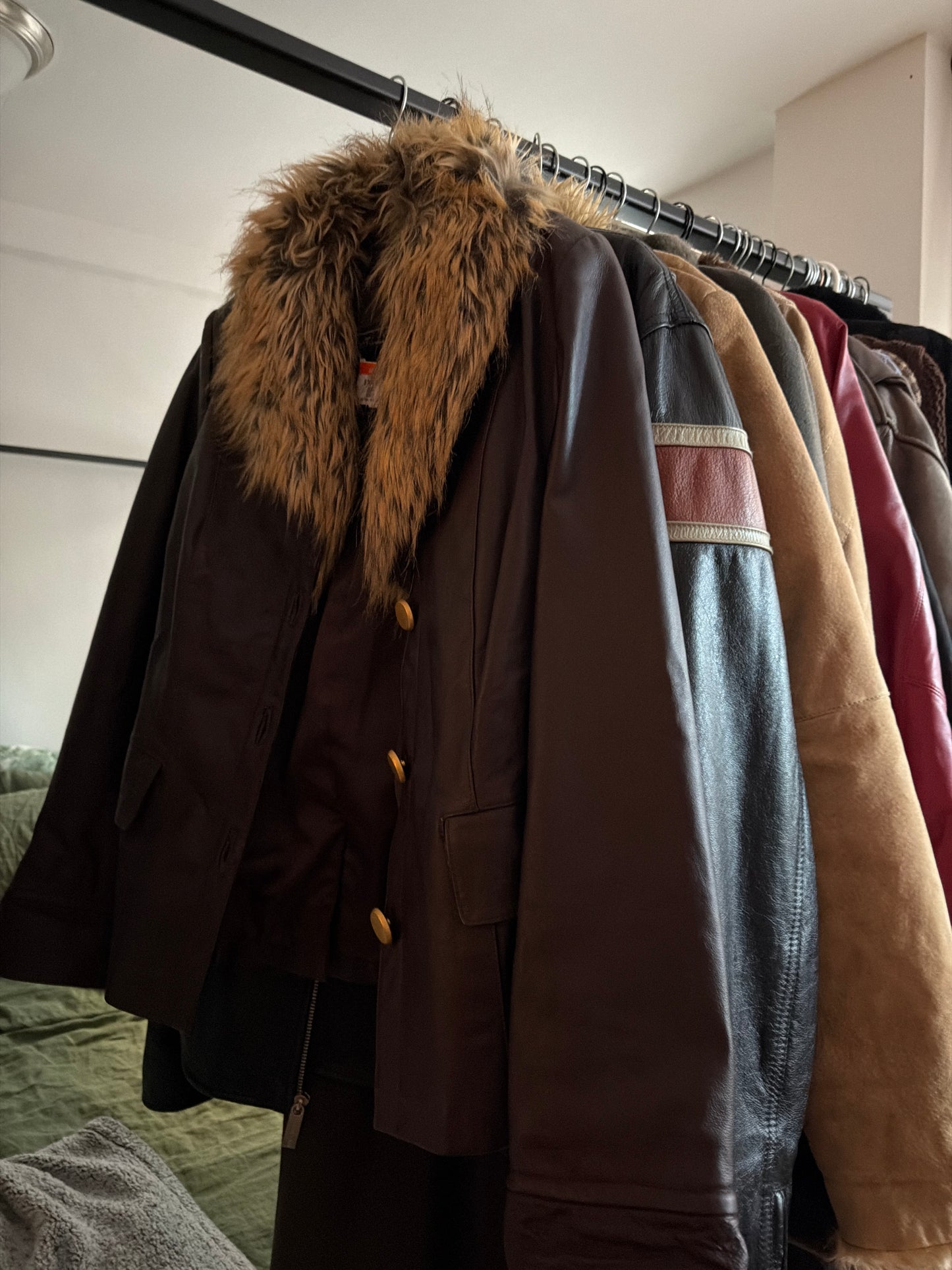 Brown jacket with faux fur trim