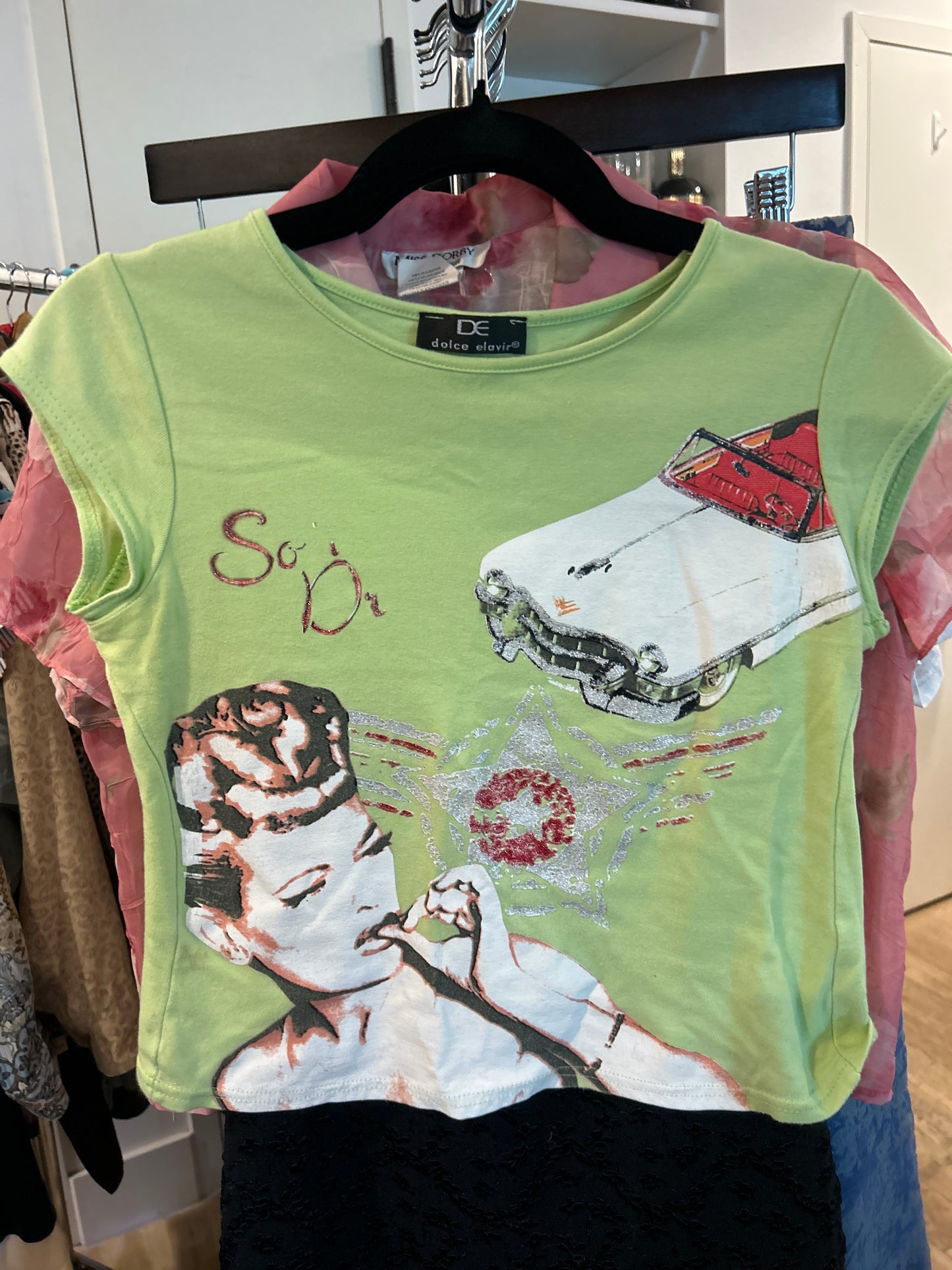 Green graphic baby tee
