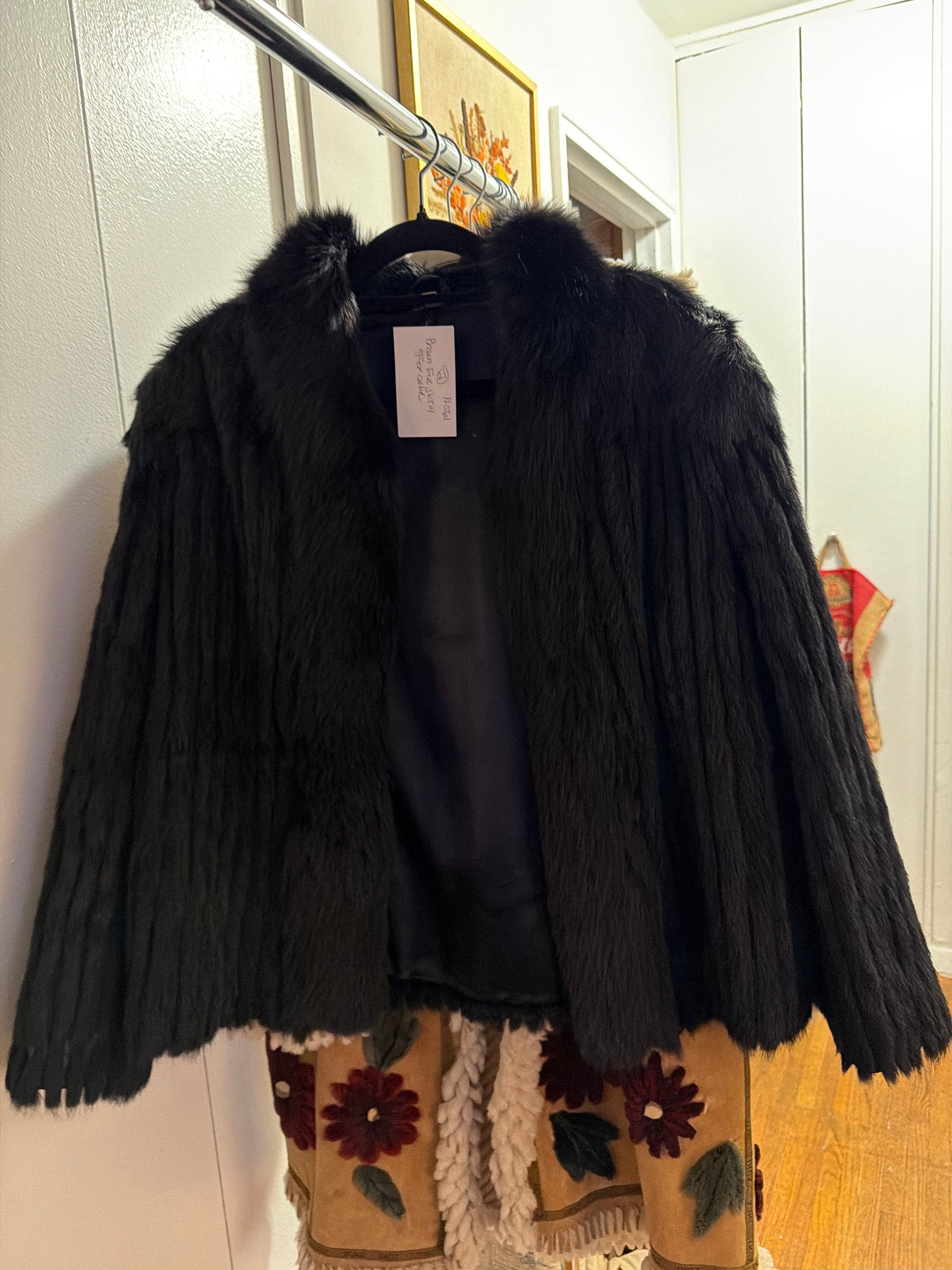 Black mink jacket fox collar JM 21