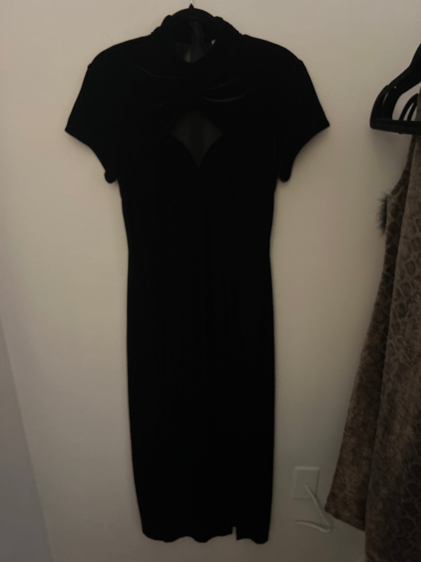 JM black velour mesh dress 92