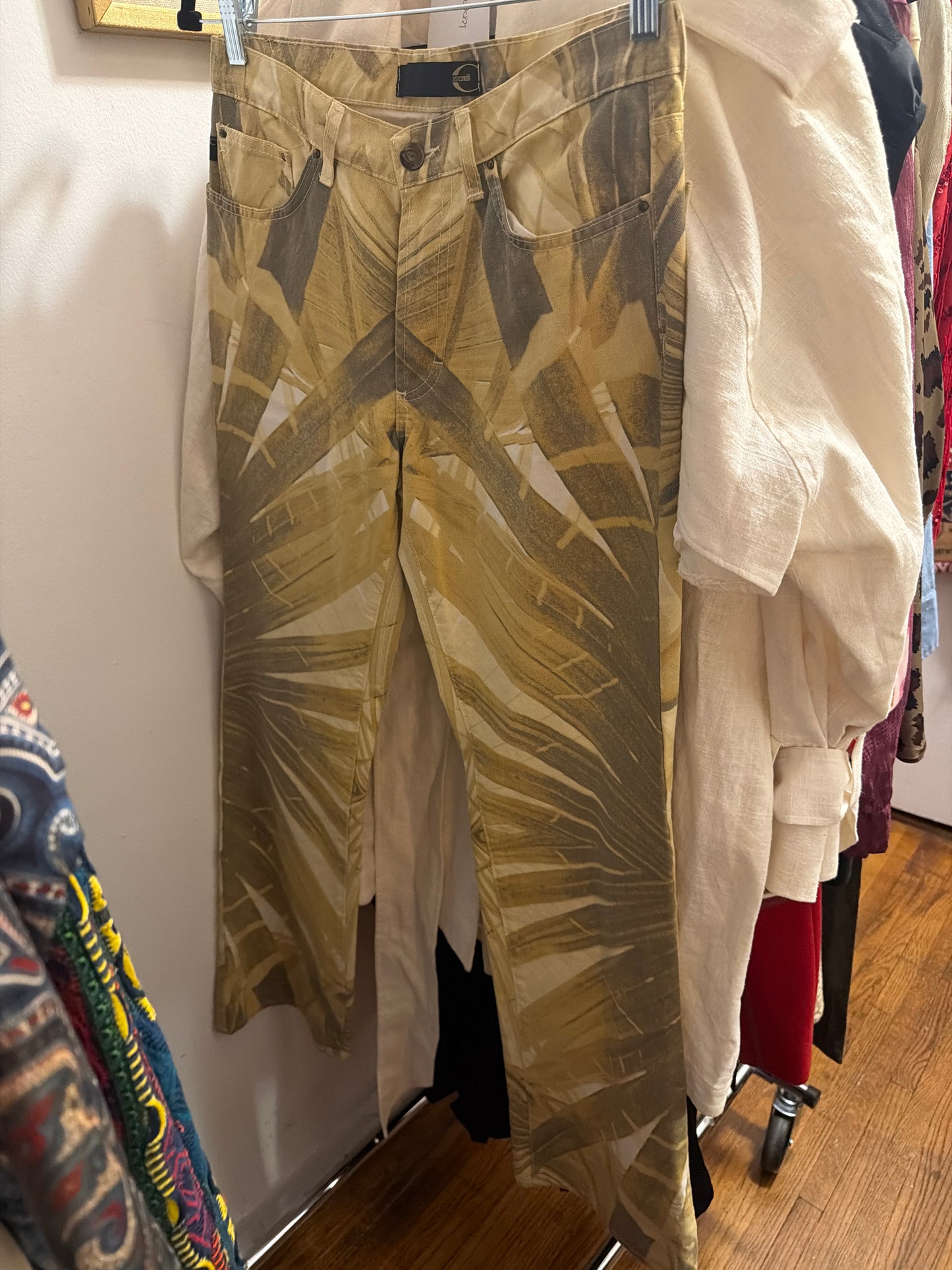 Cavalli yellow leaf pants JM 35B 