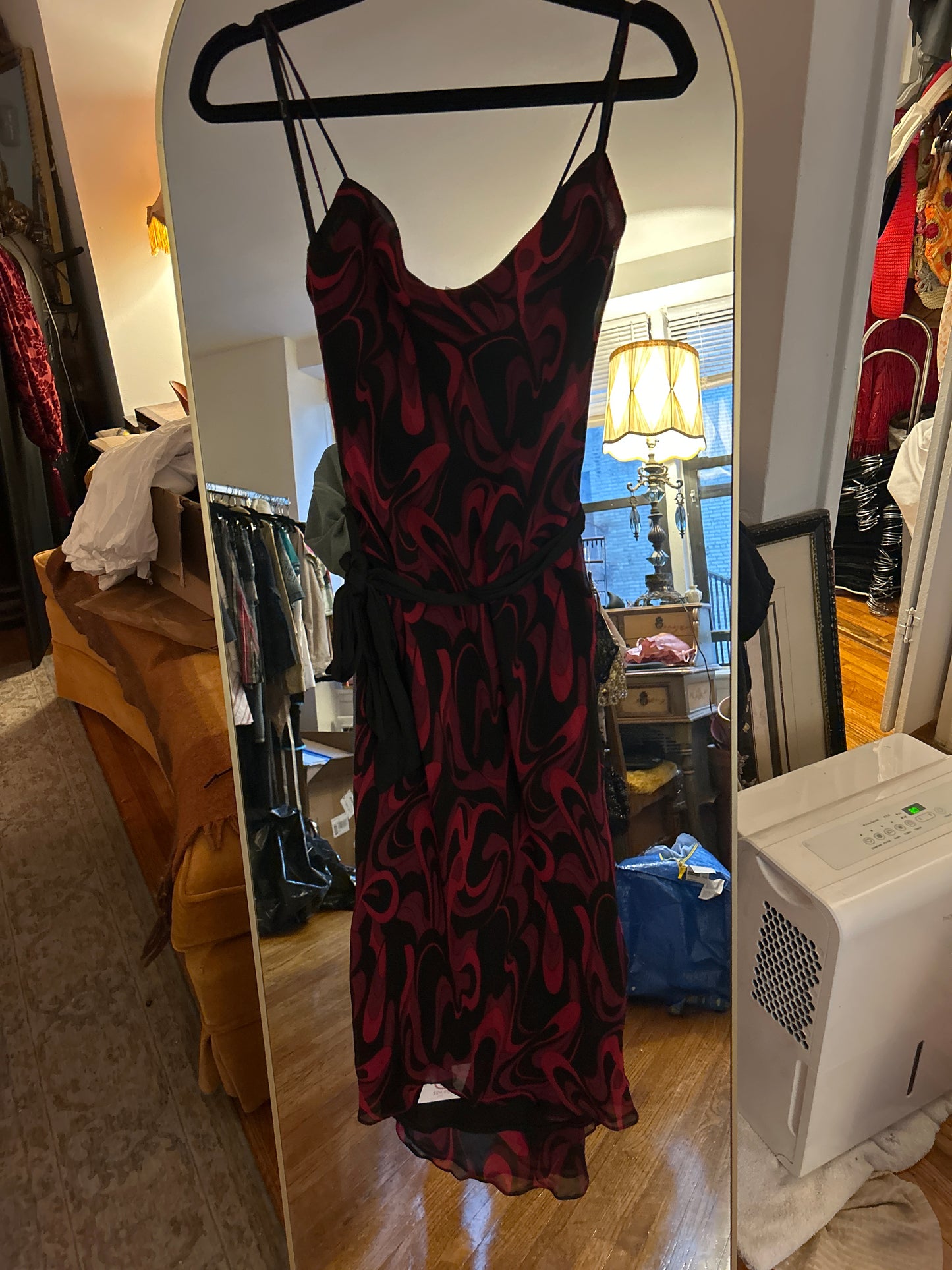 Arden b silk black and red dress