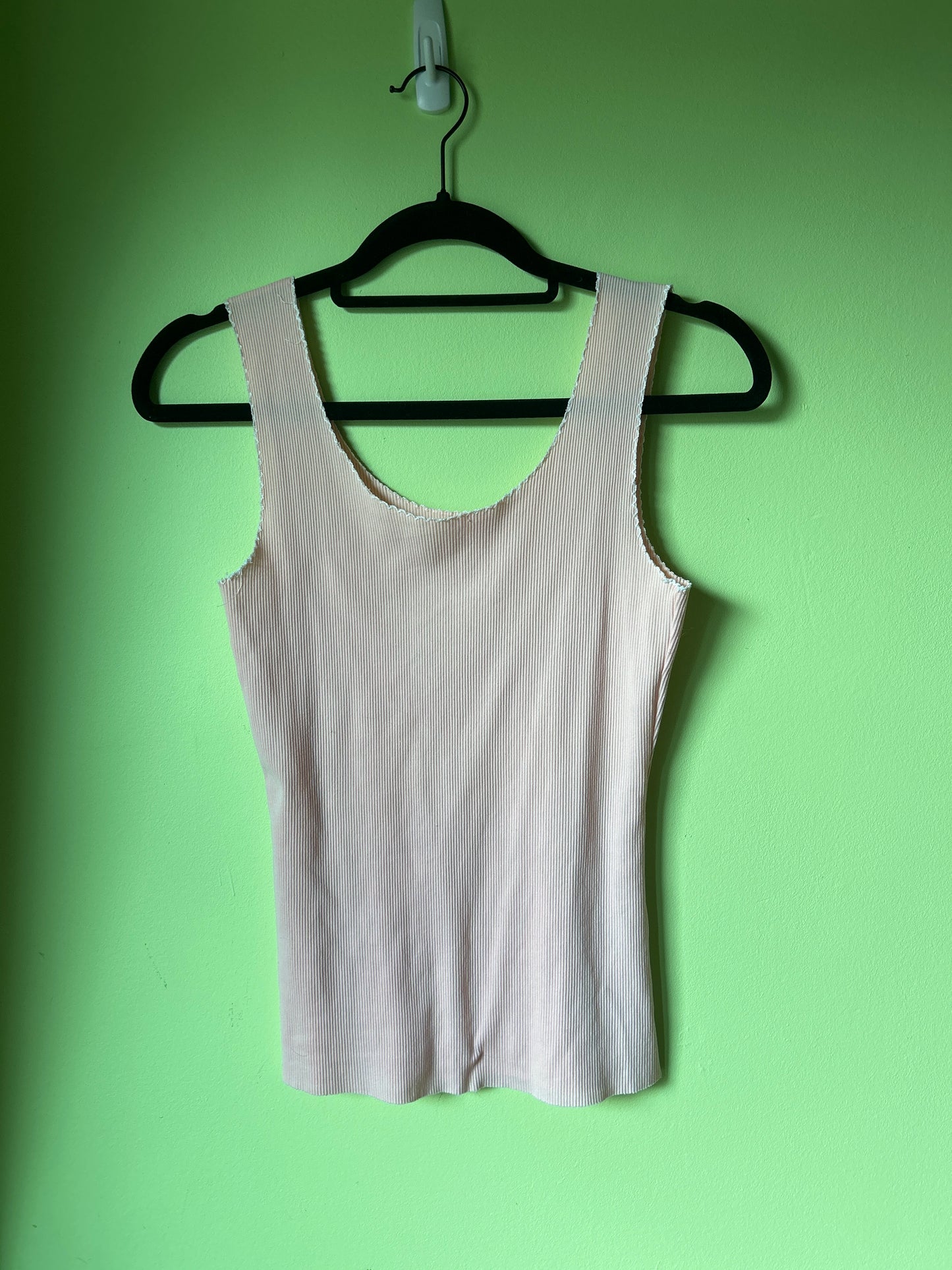 pale pink ribbed tank top