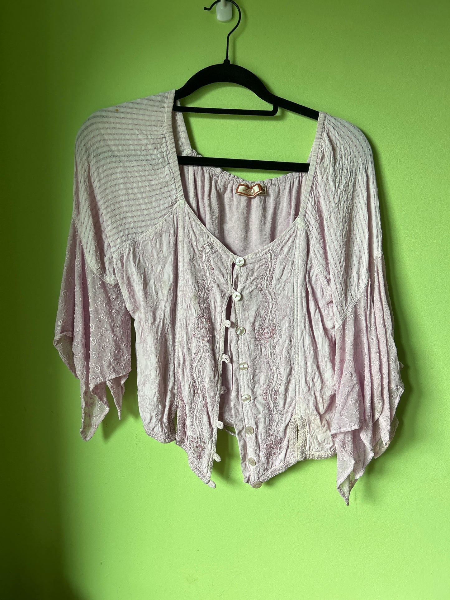Purple fairy top with eyelet and beading