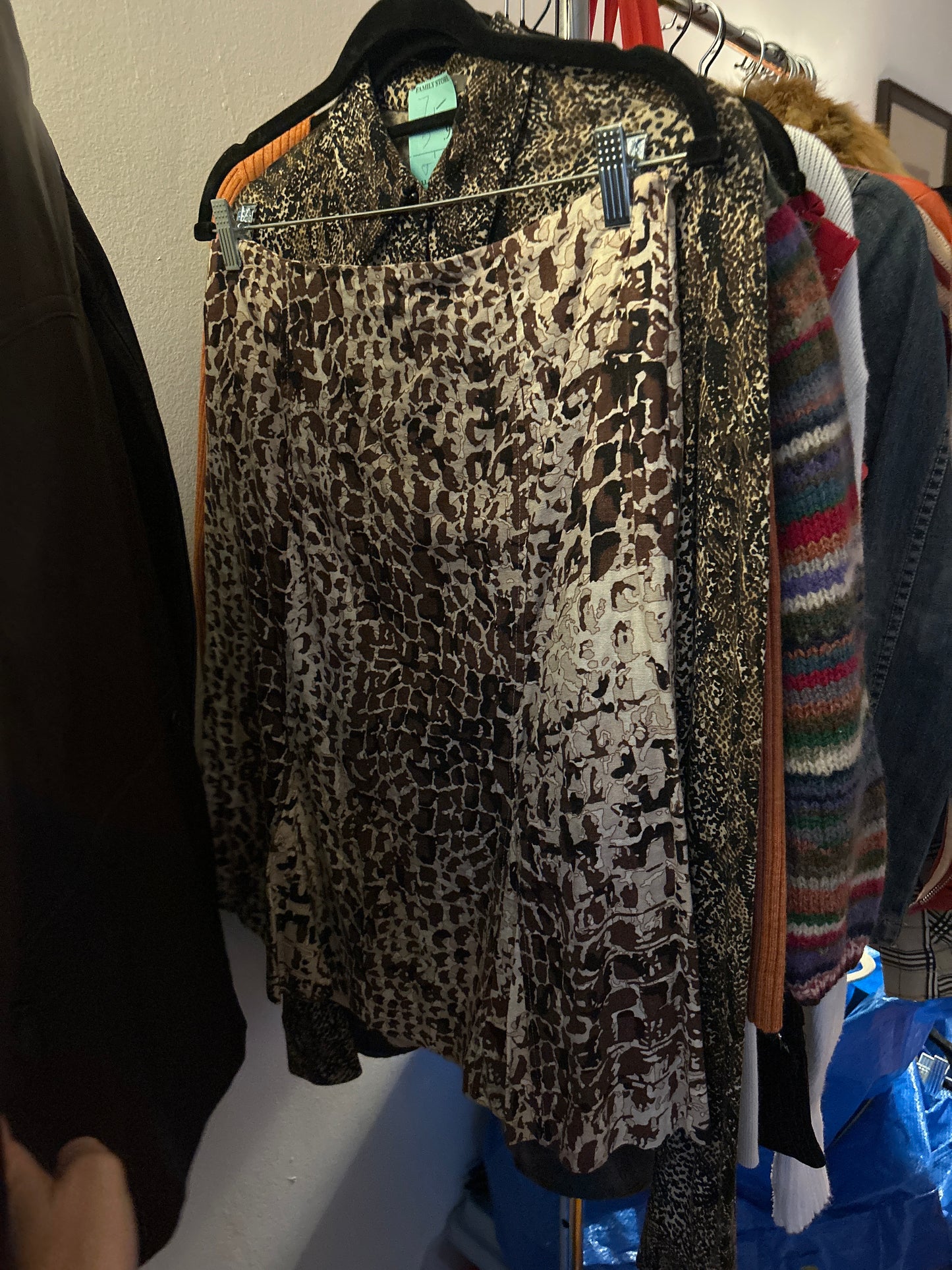 Snake print linen skirt