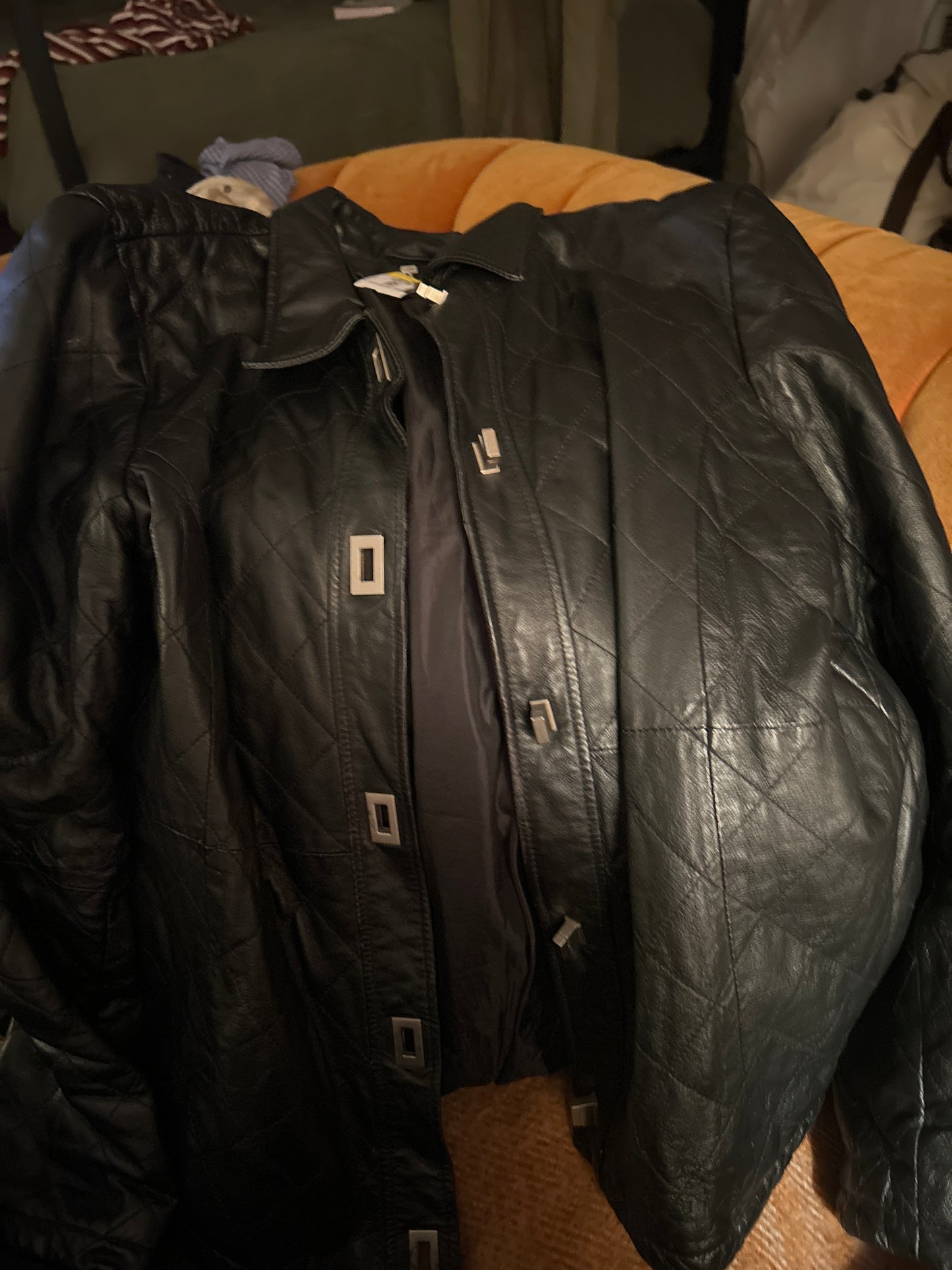 Quilted black leather jacket