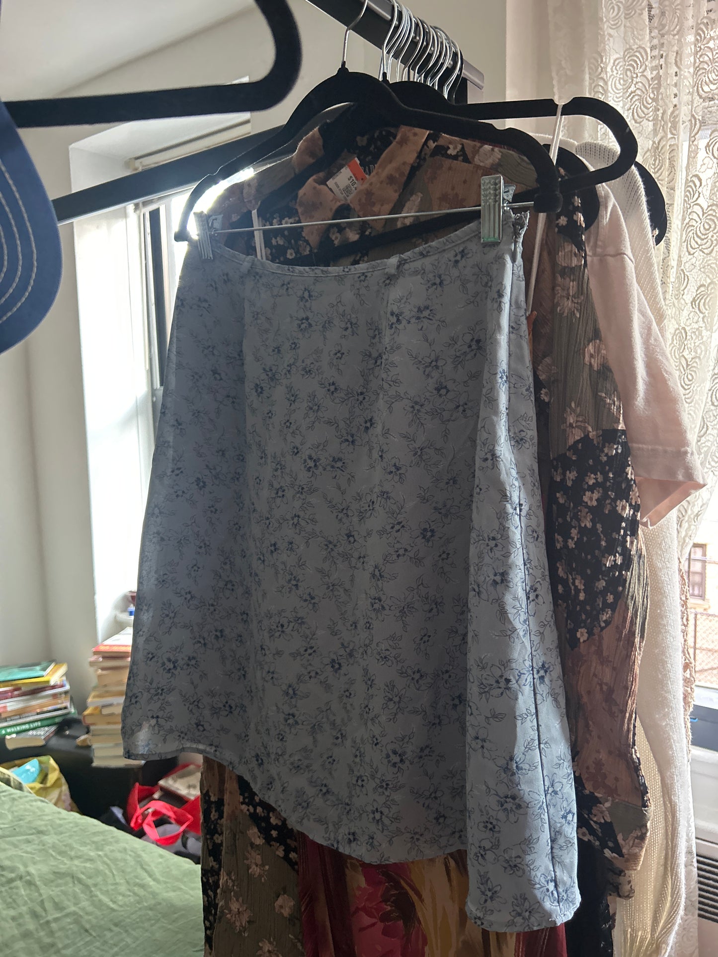 Blue floral skirt